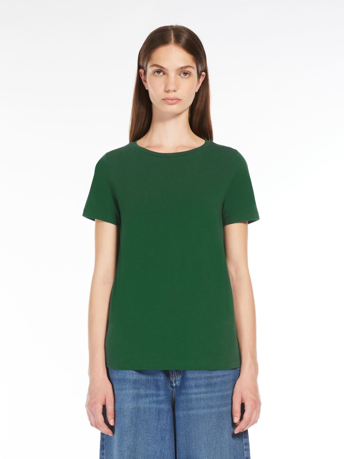 Stretch cotton basic T-shirt