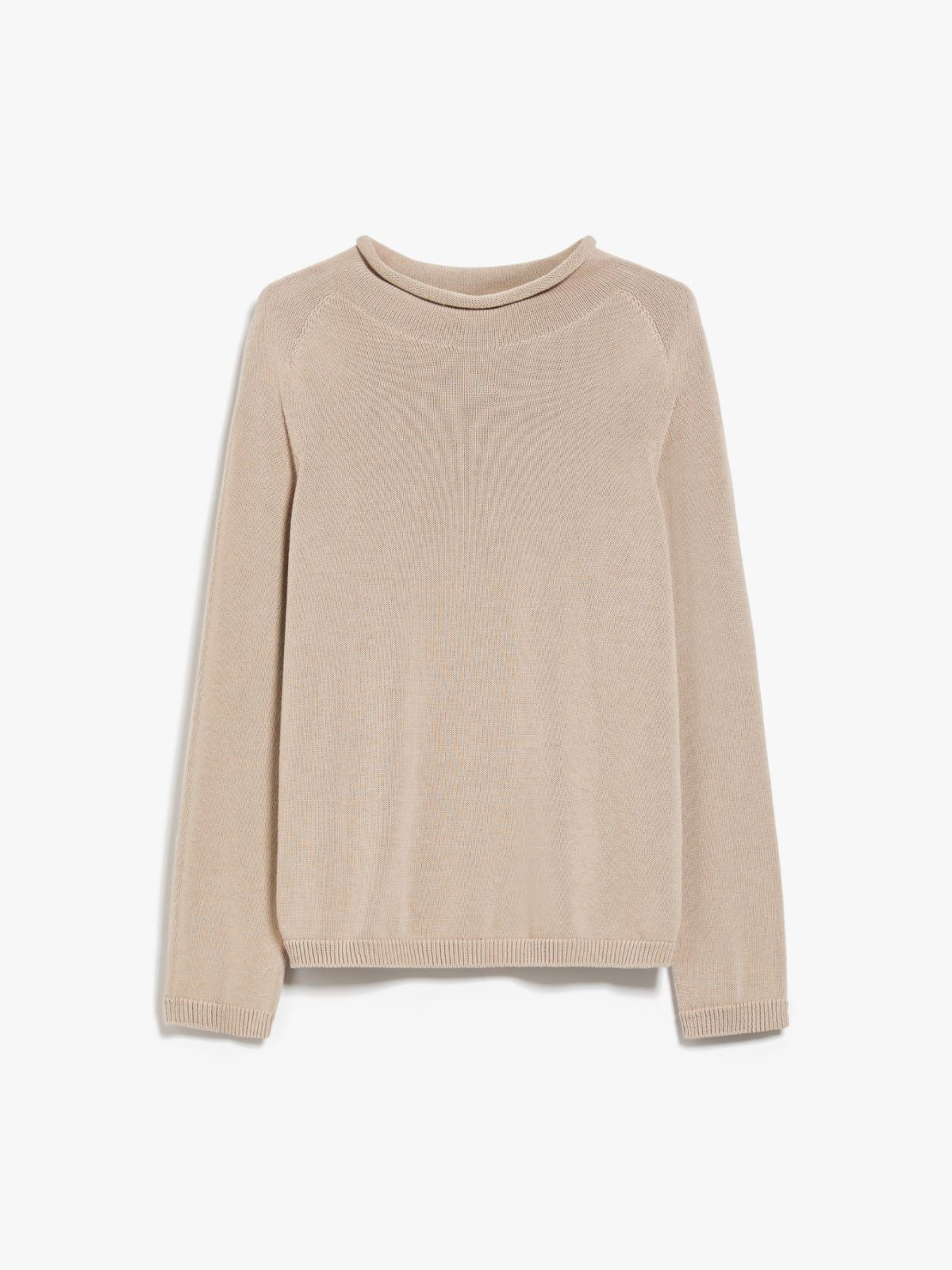 Cotton yarn polo-neck sweater