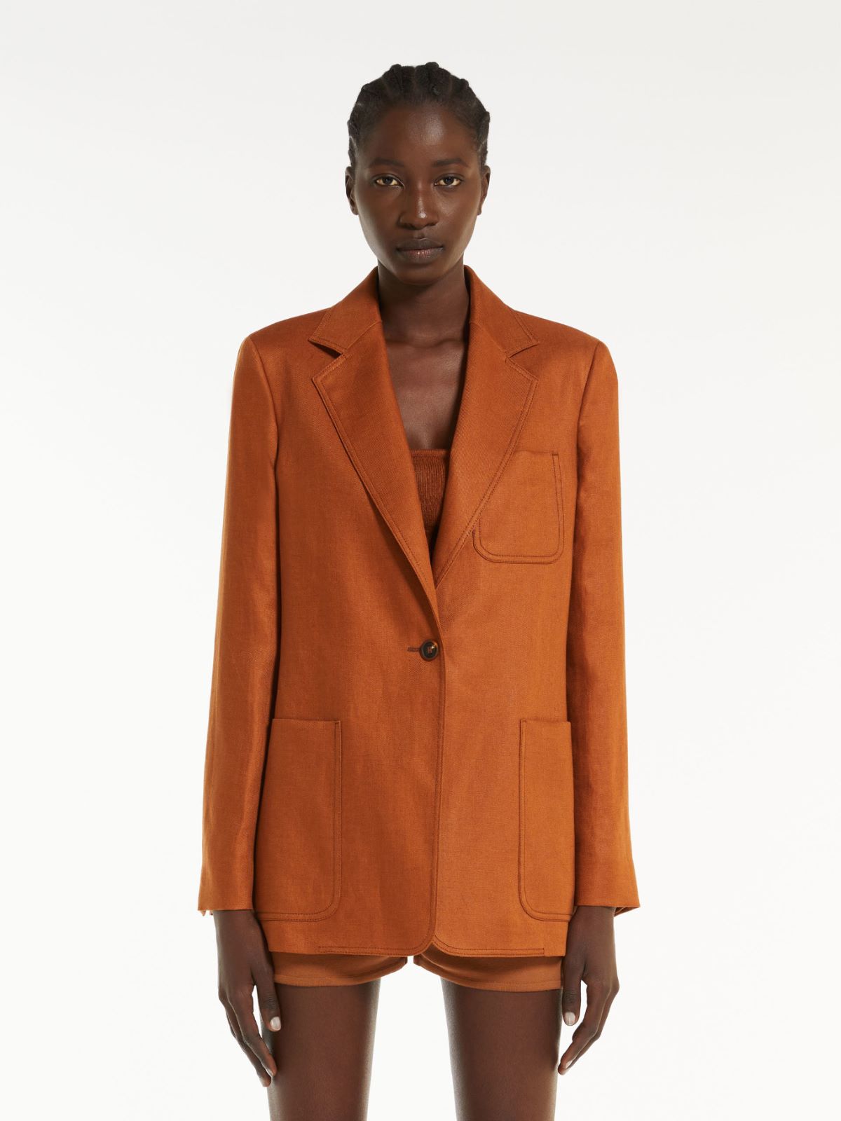 Single-breasted linen blazer