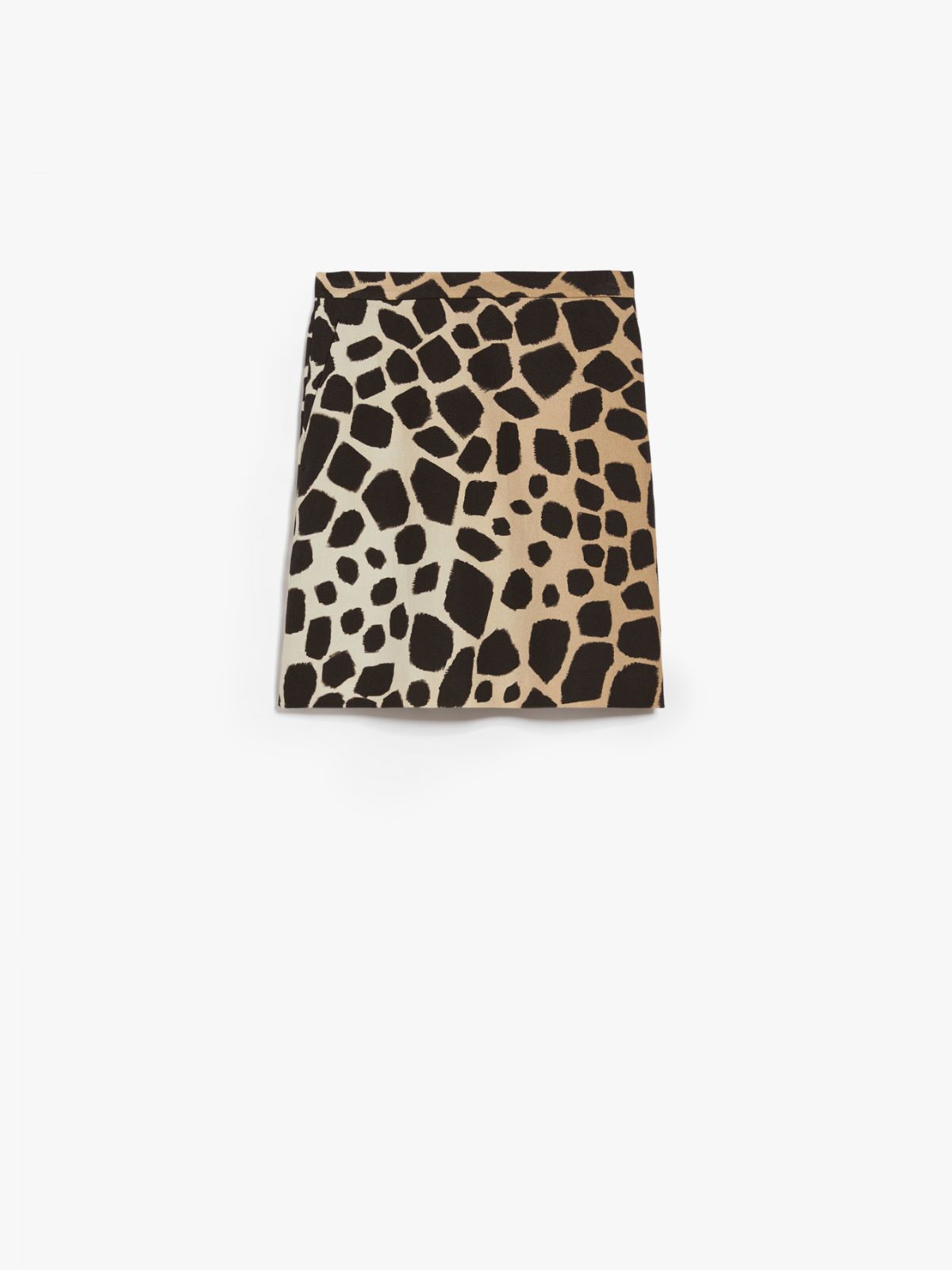 Short printed linen and cotton skirt