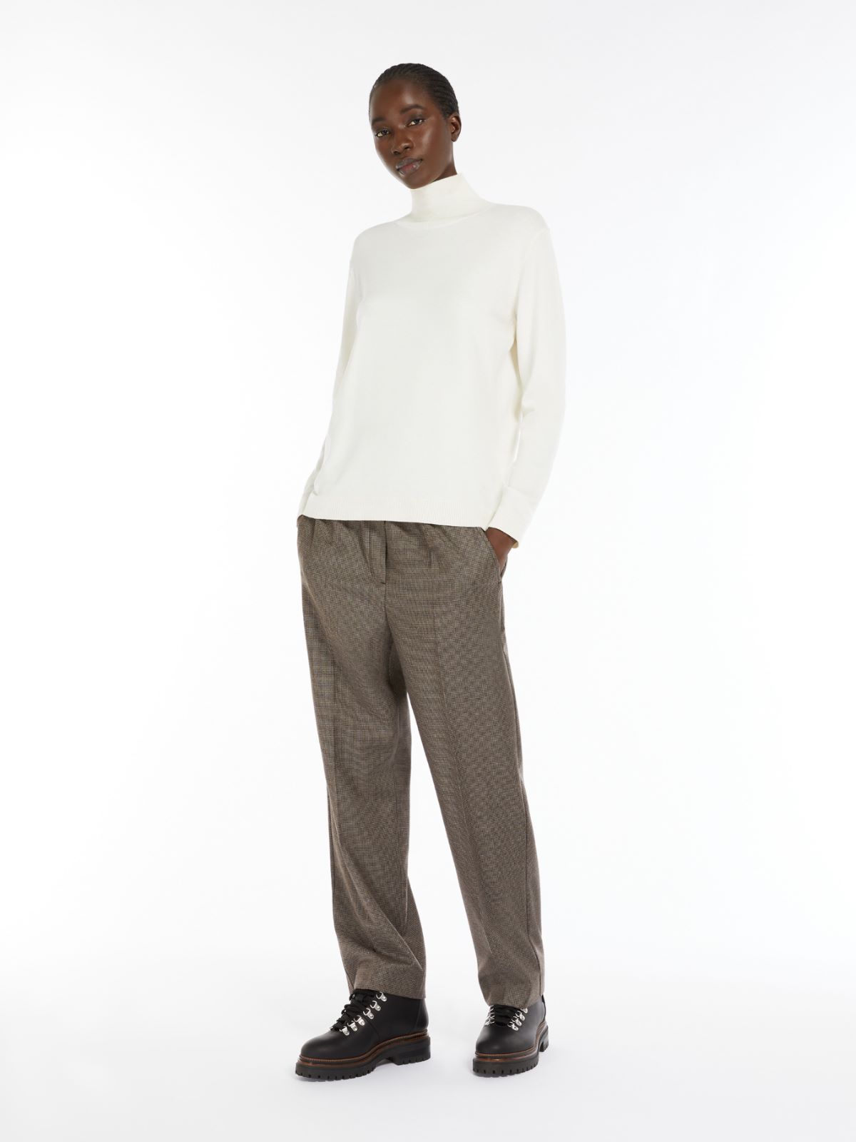 Silk and wool polo-neck sweater