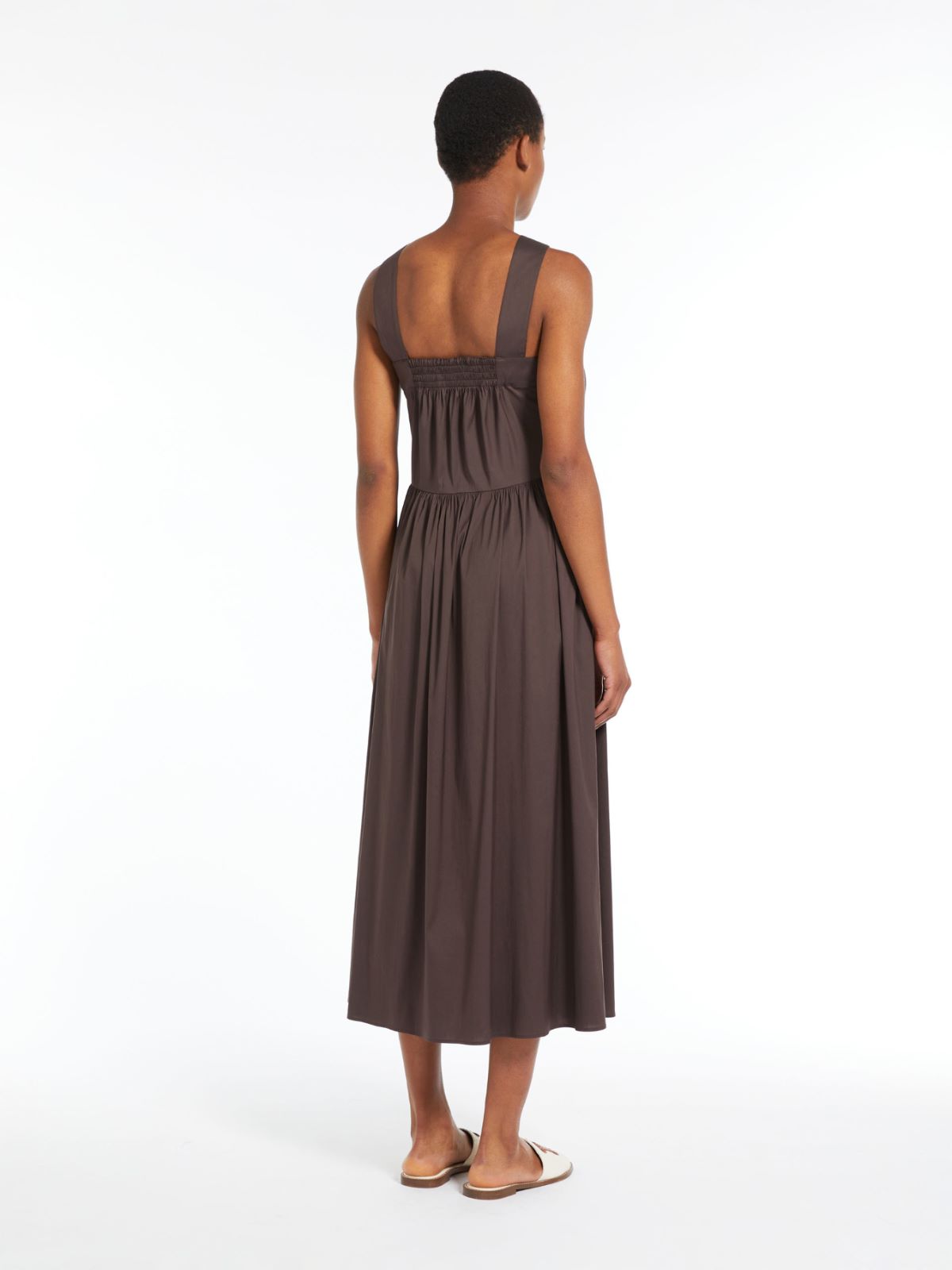 Long stretch poplin dress