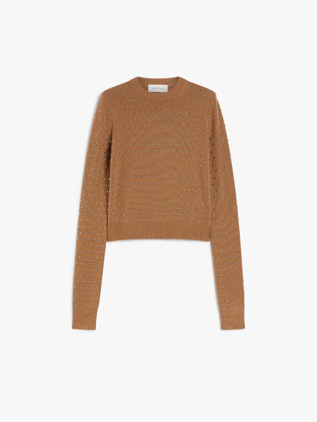 Studded cashmere-blend crew-neck sweater