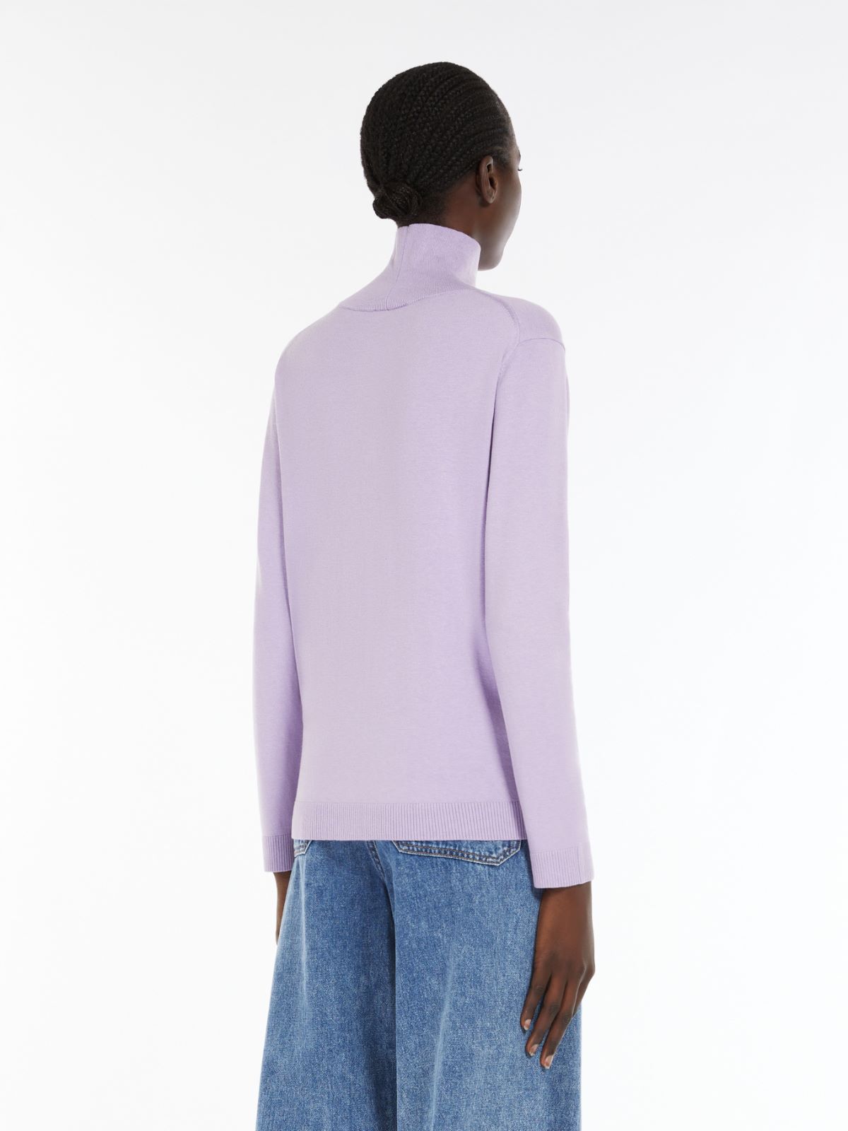 Silk and wool polo-neck sweater