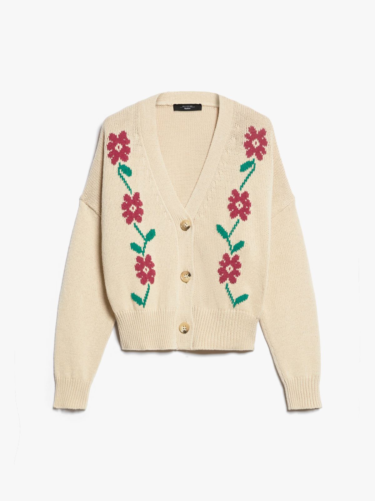 Inlay-detail cotton cardigan