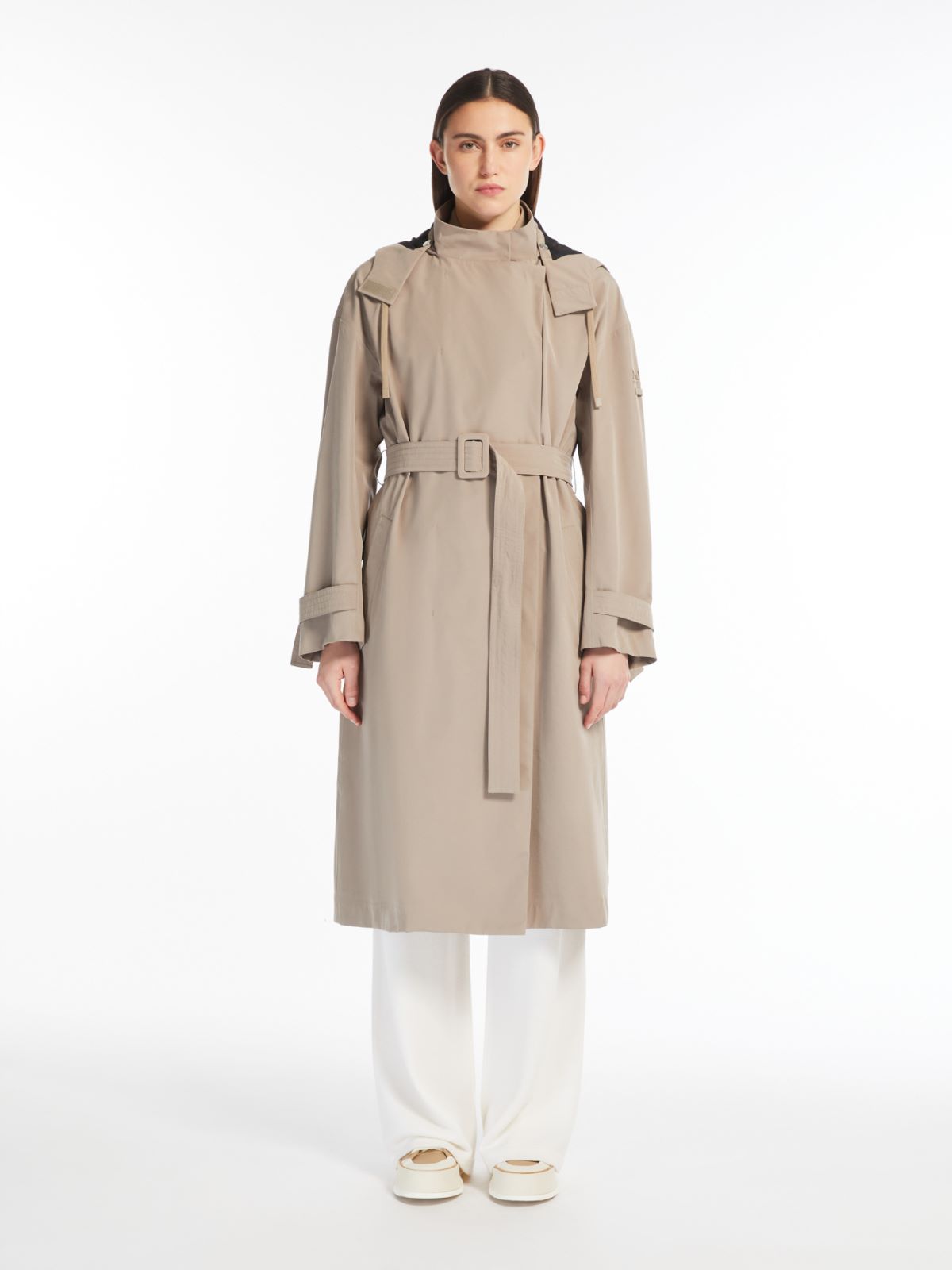 Technical-fabric trench coat