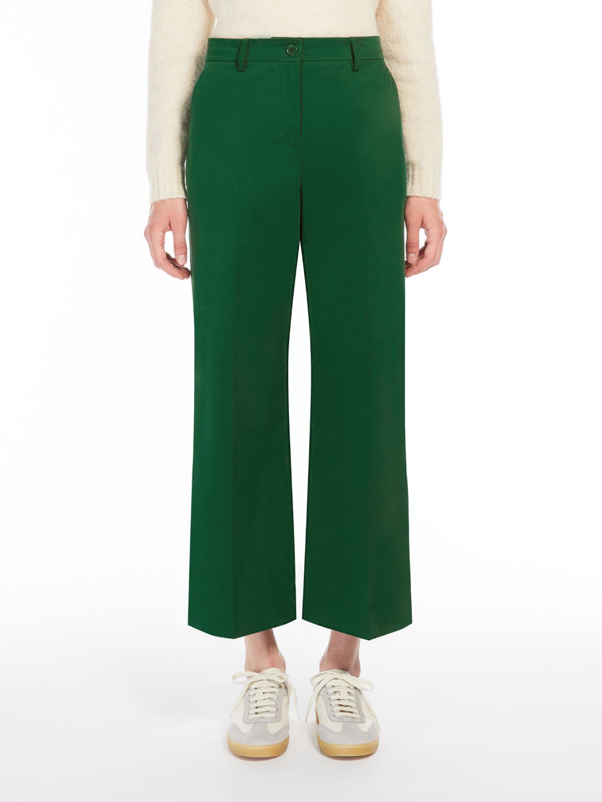 Cotton satin cropped trousers