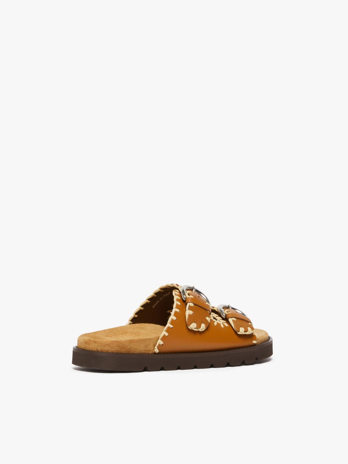 Cuoietto leather and raffia sandals