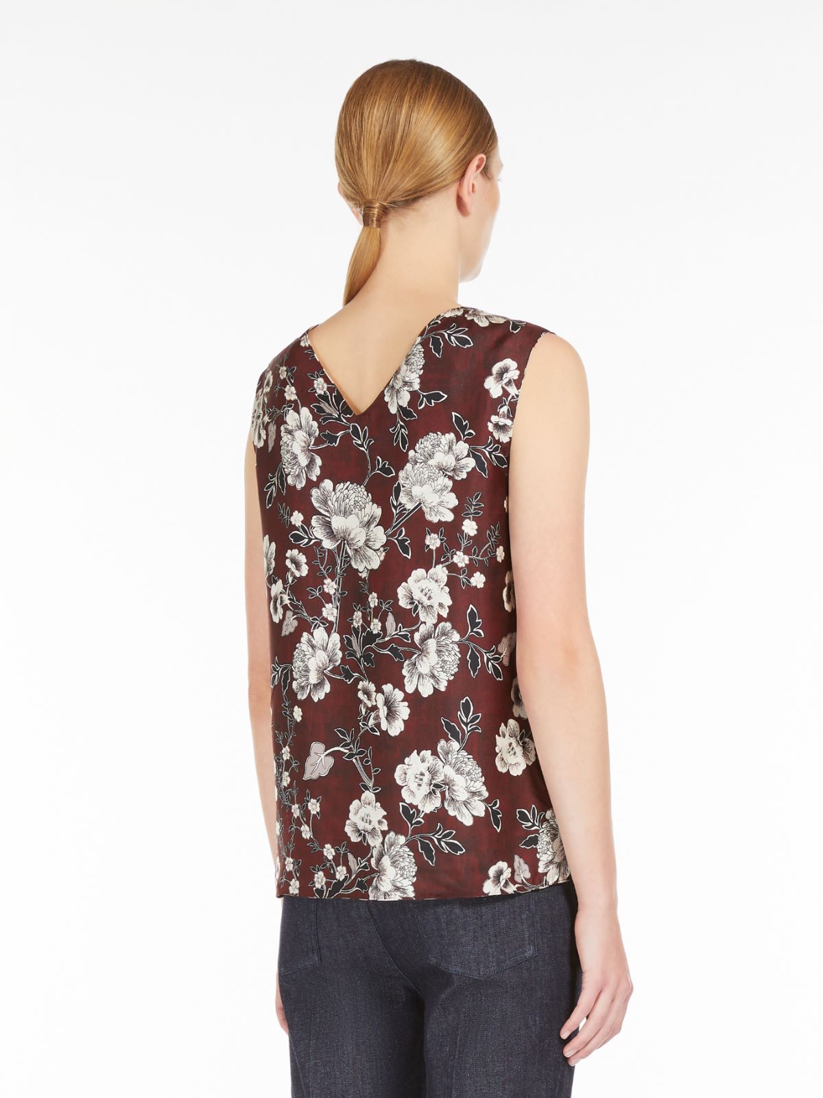 Reversible top in printed silk