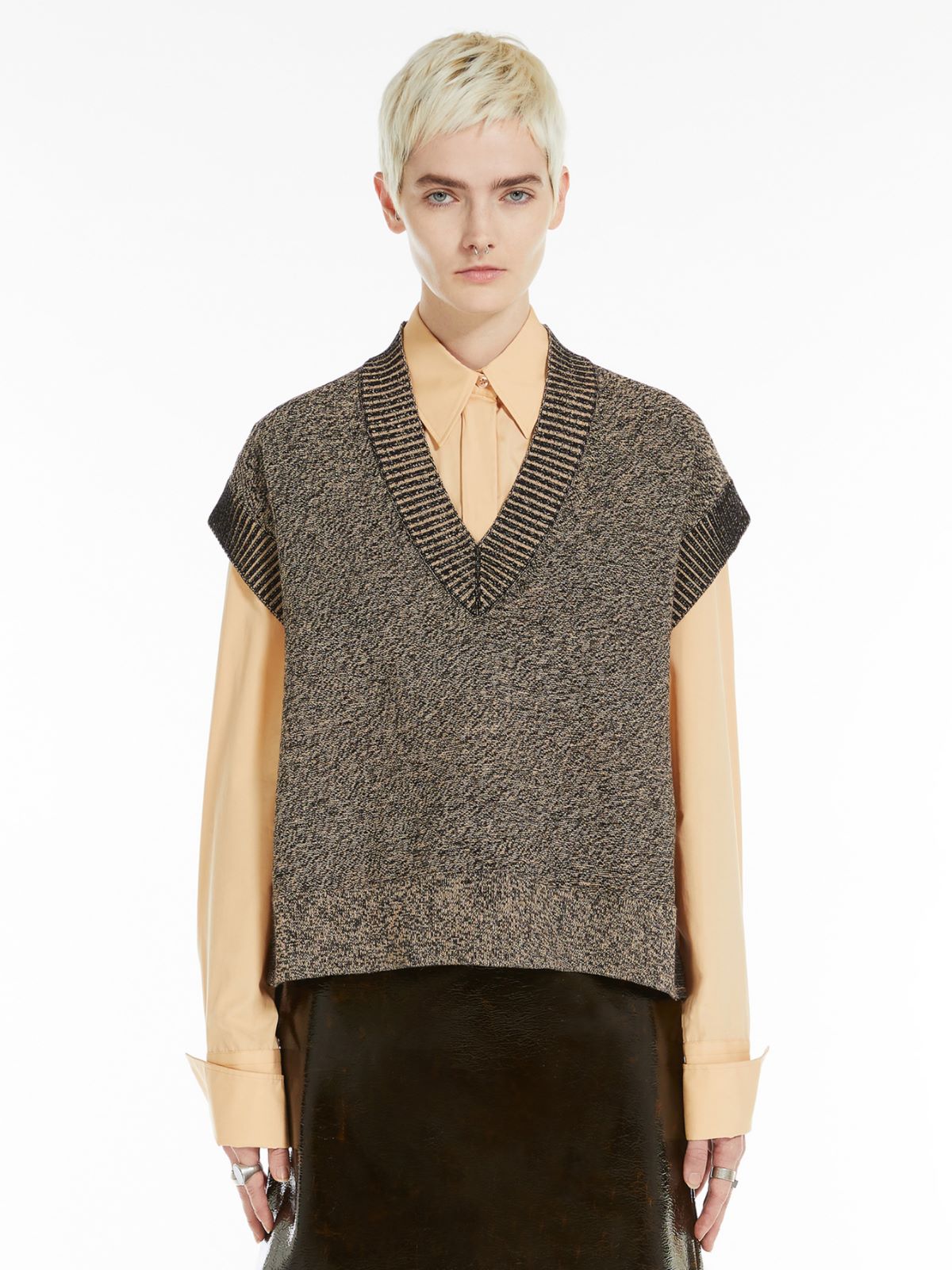 Stretch viscose poncho sweater