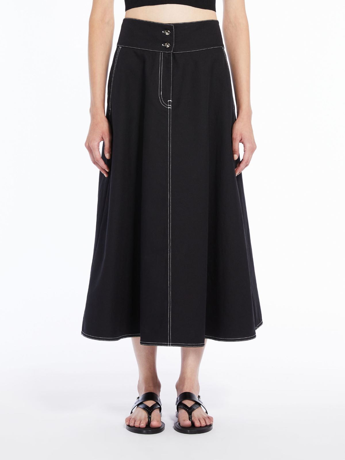 Flared skirt in cotton and linen