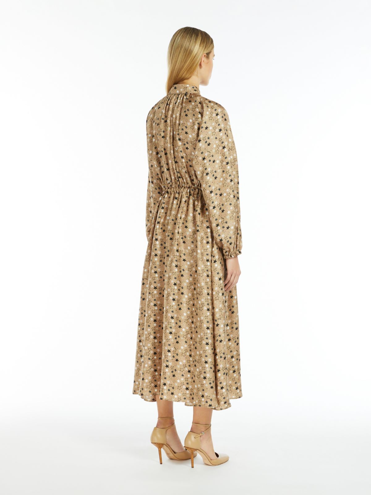 Printed twill shirt dress