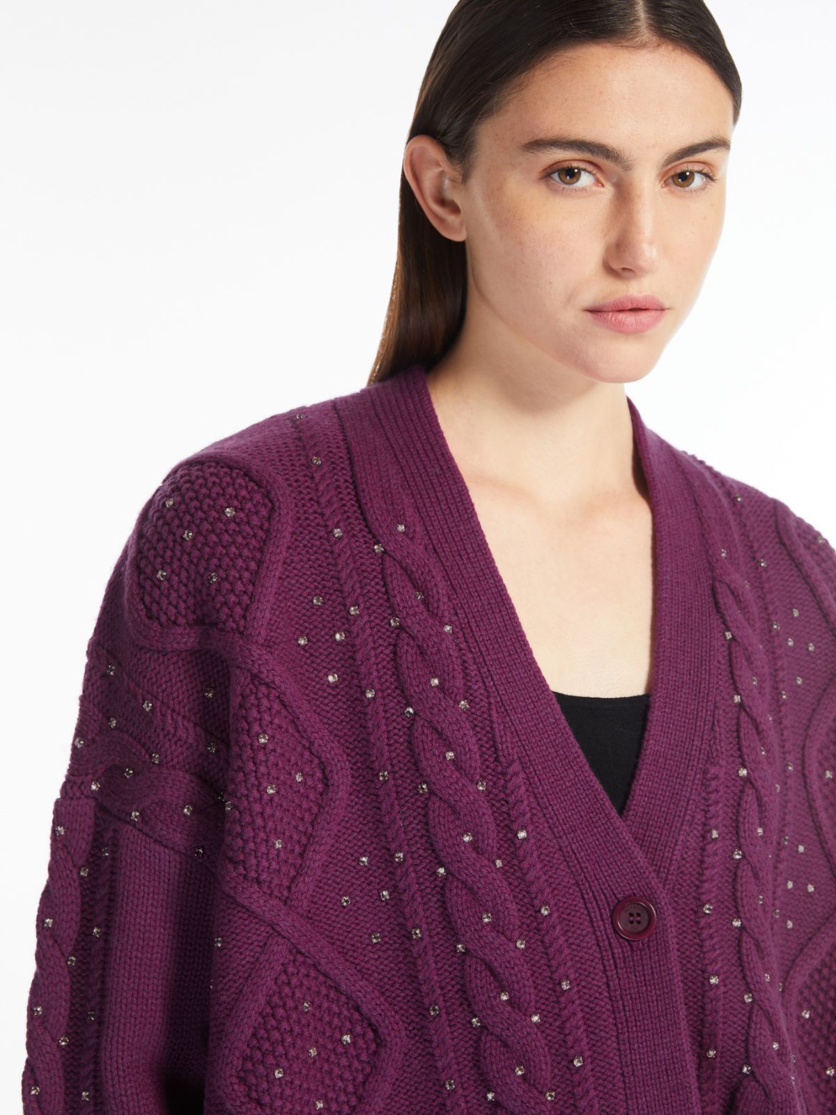 Wool and cashmere cropped cardigan