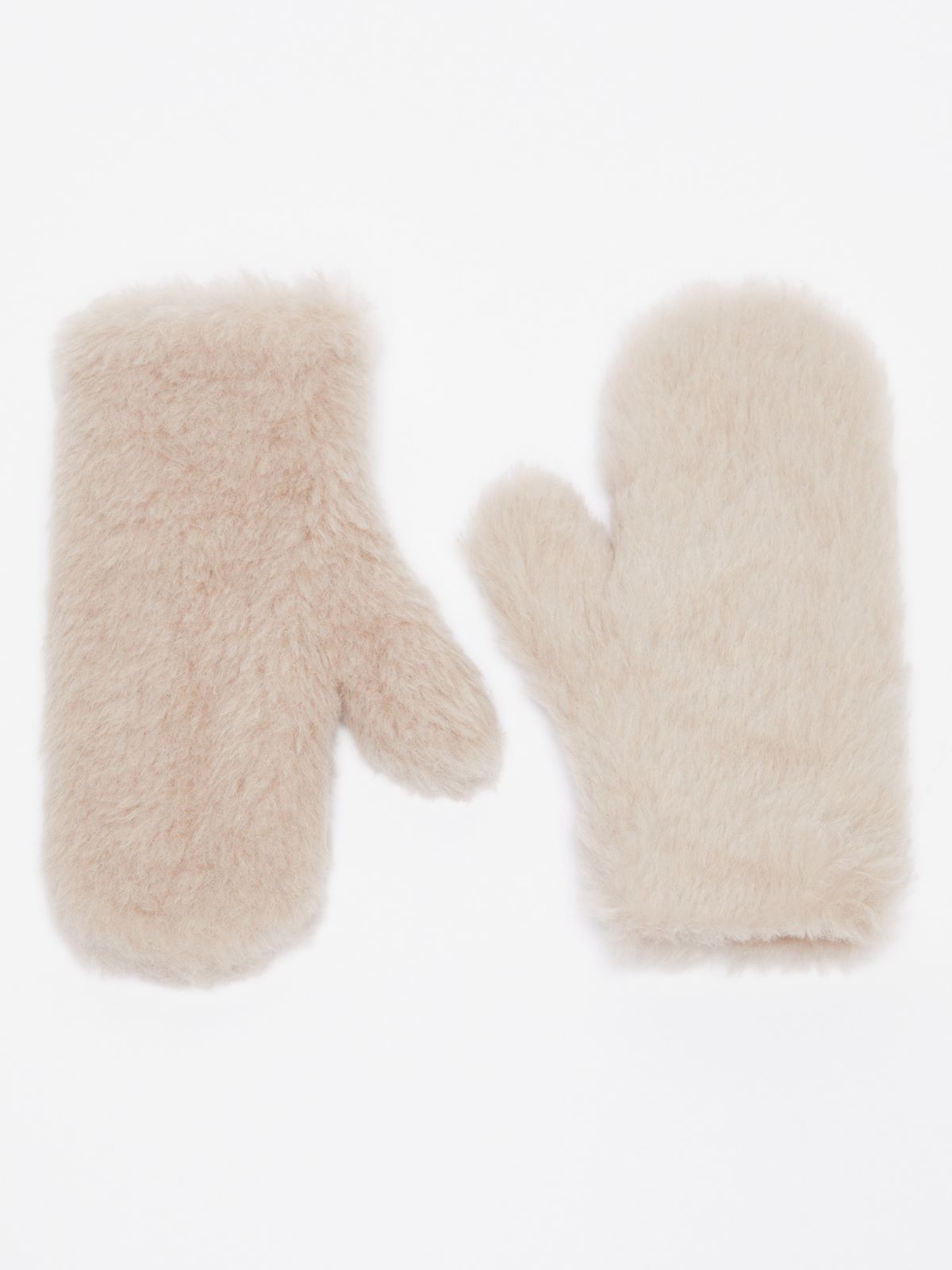 Alpaca and wool Teddy fabric mittens