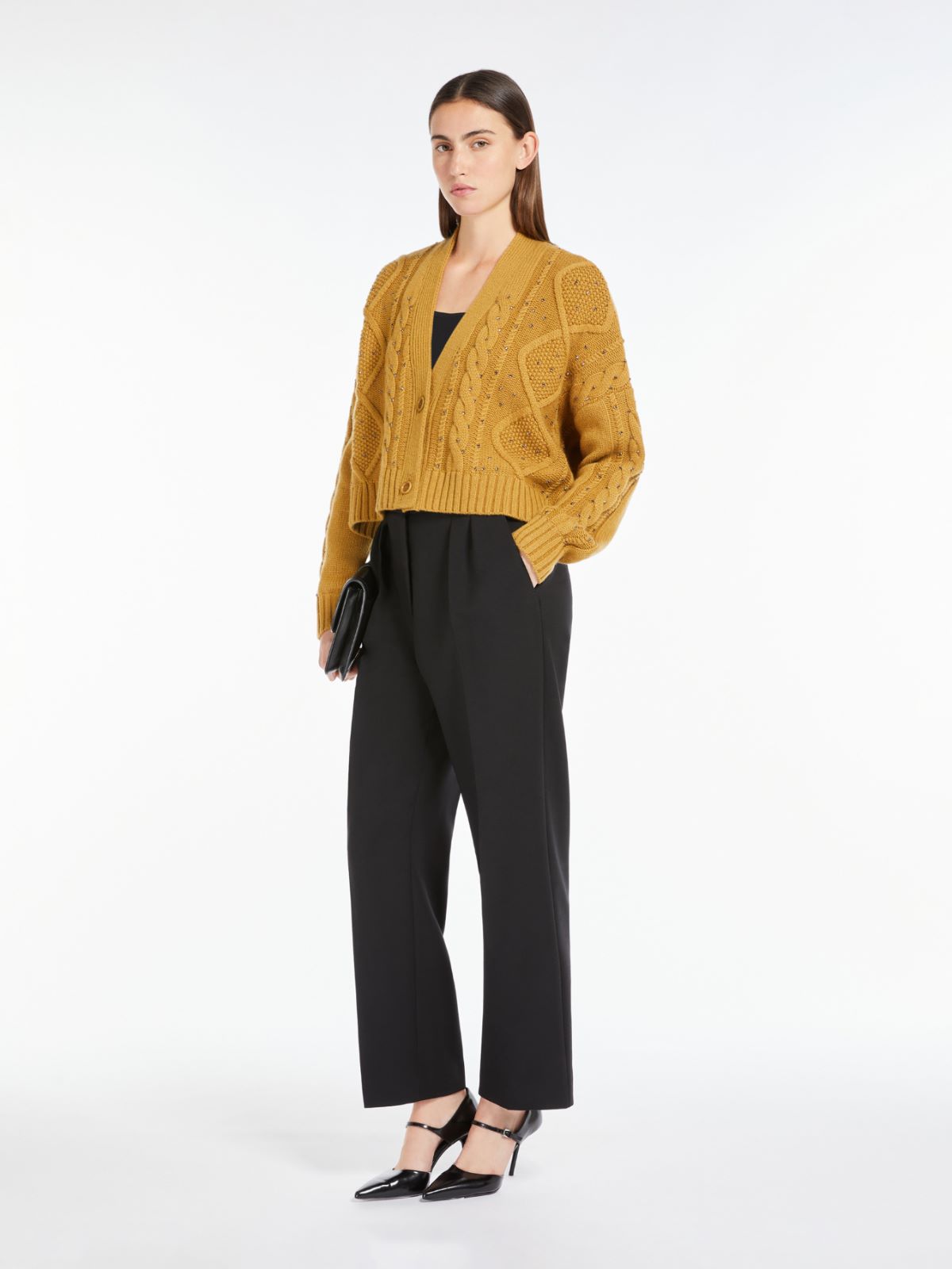 Wool and cashmere cropped cardigan