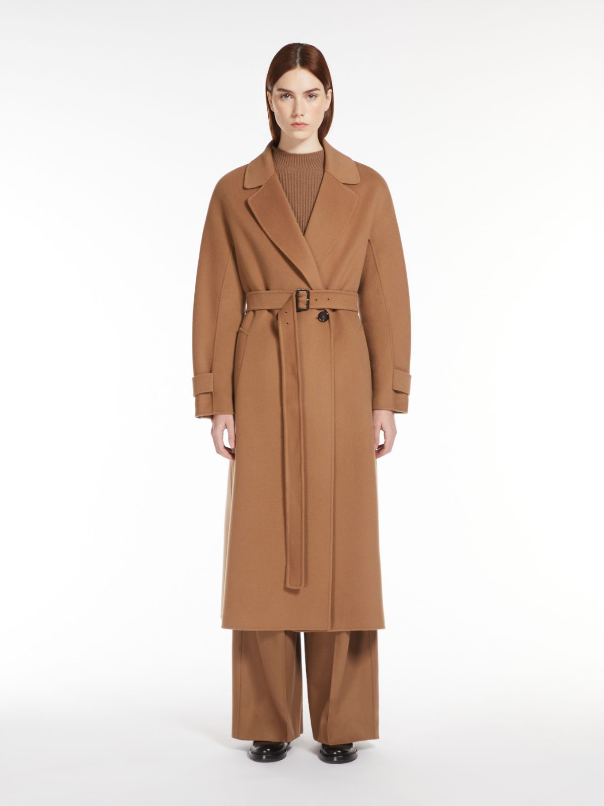 Flared wool coat