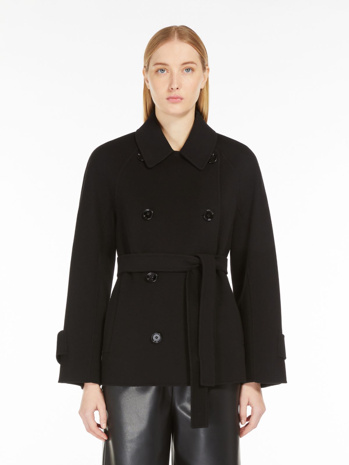 Short wool trench coat