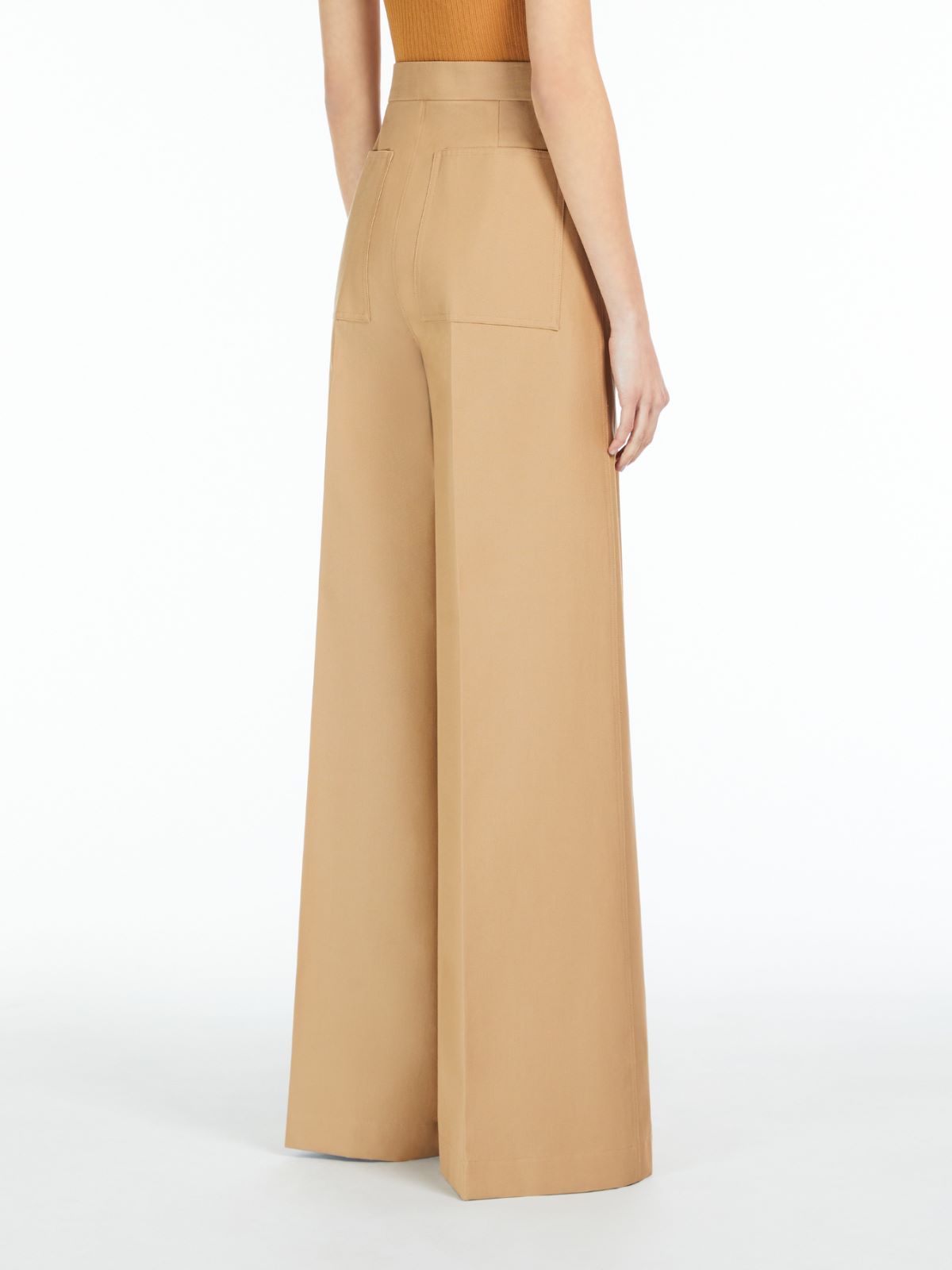 Wide-leg cotton trousers