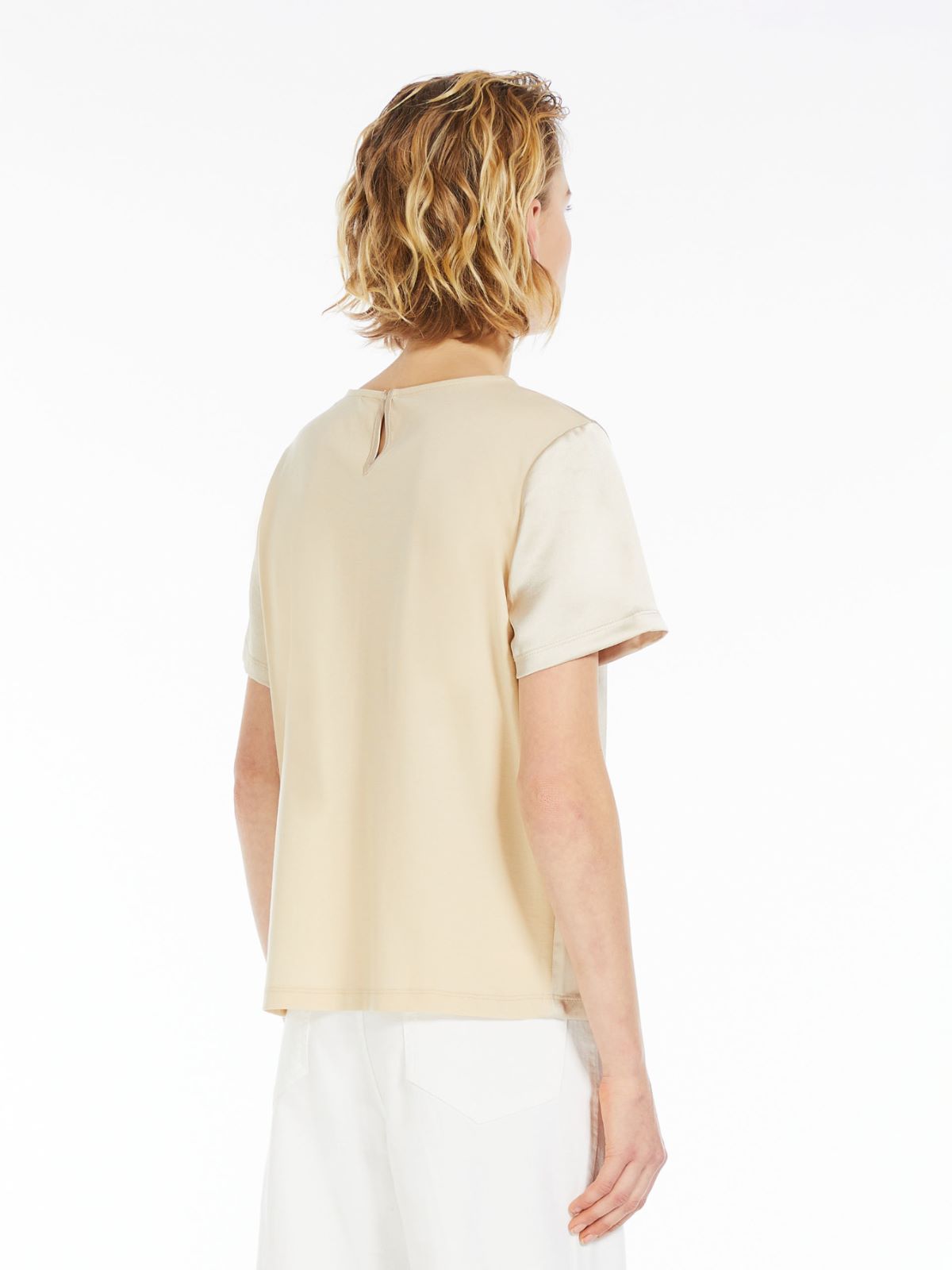 Technical satin and jersey T-shirt