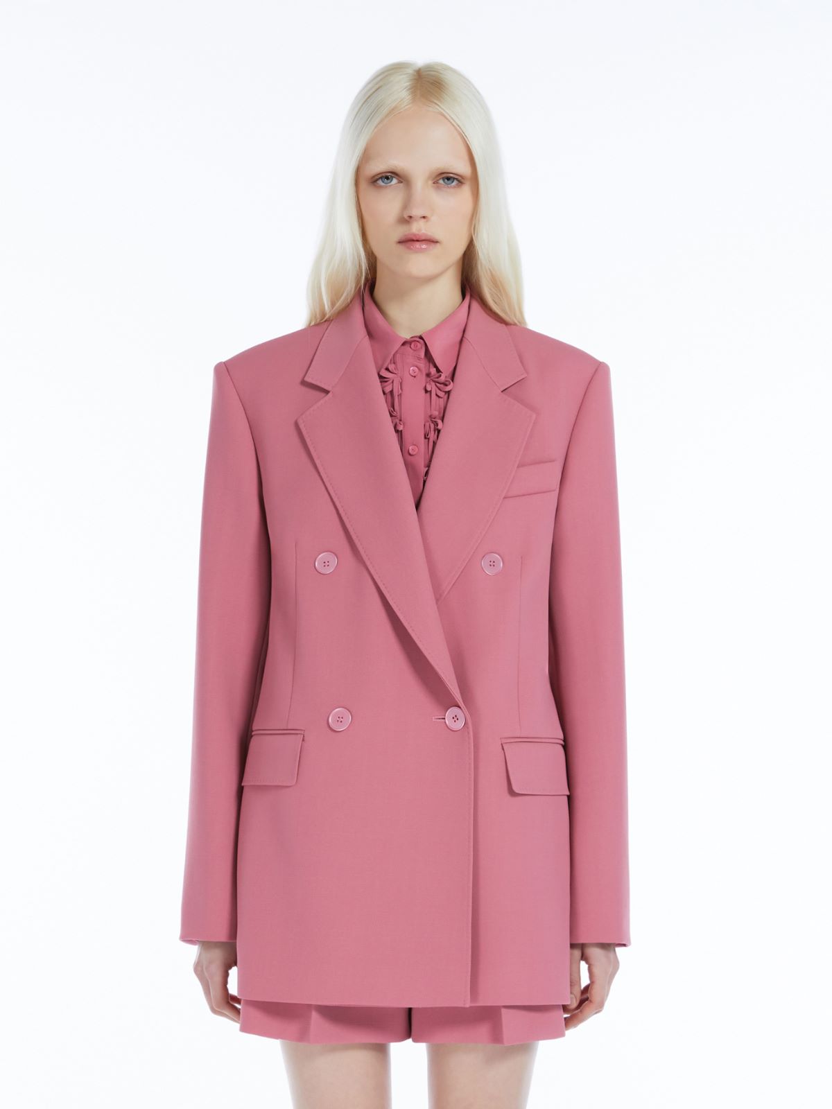 Oversized wool satin crêpe blazer