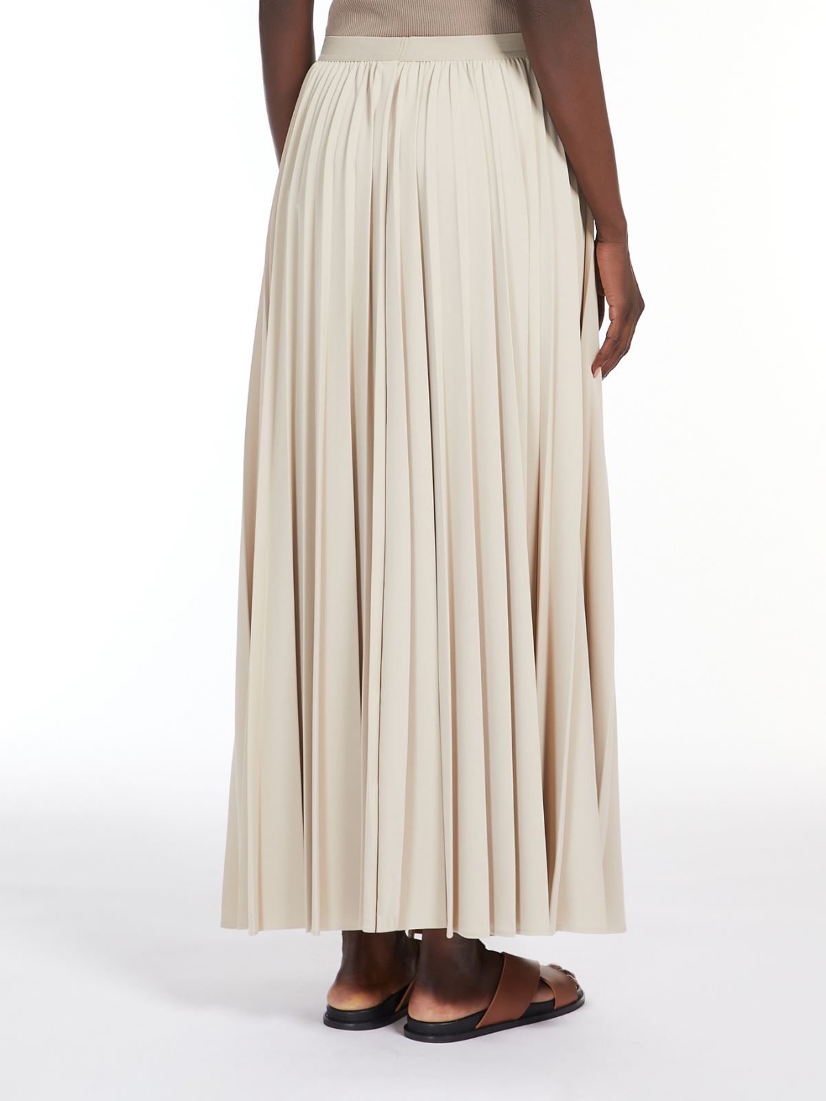 Pleated jersey long skirt
