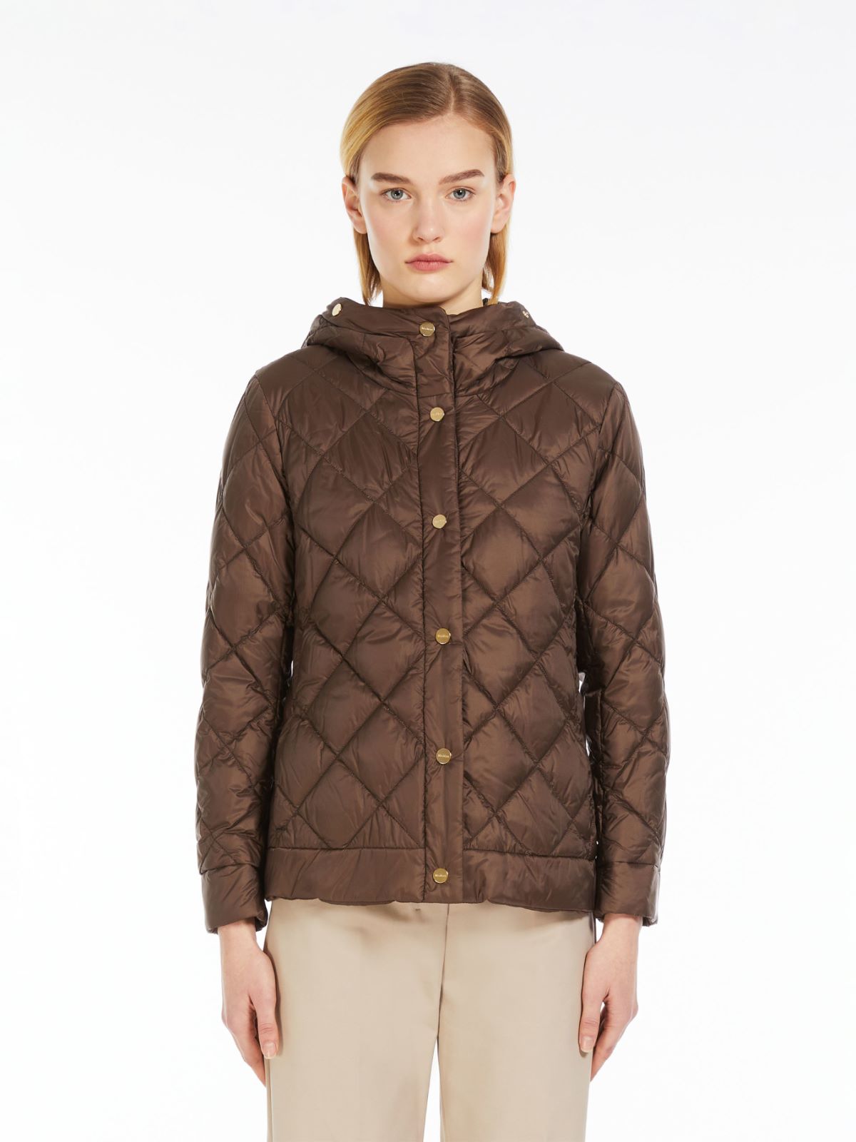 Reversible down jacket in water-resistant canvas