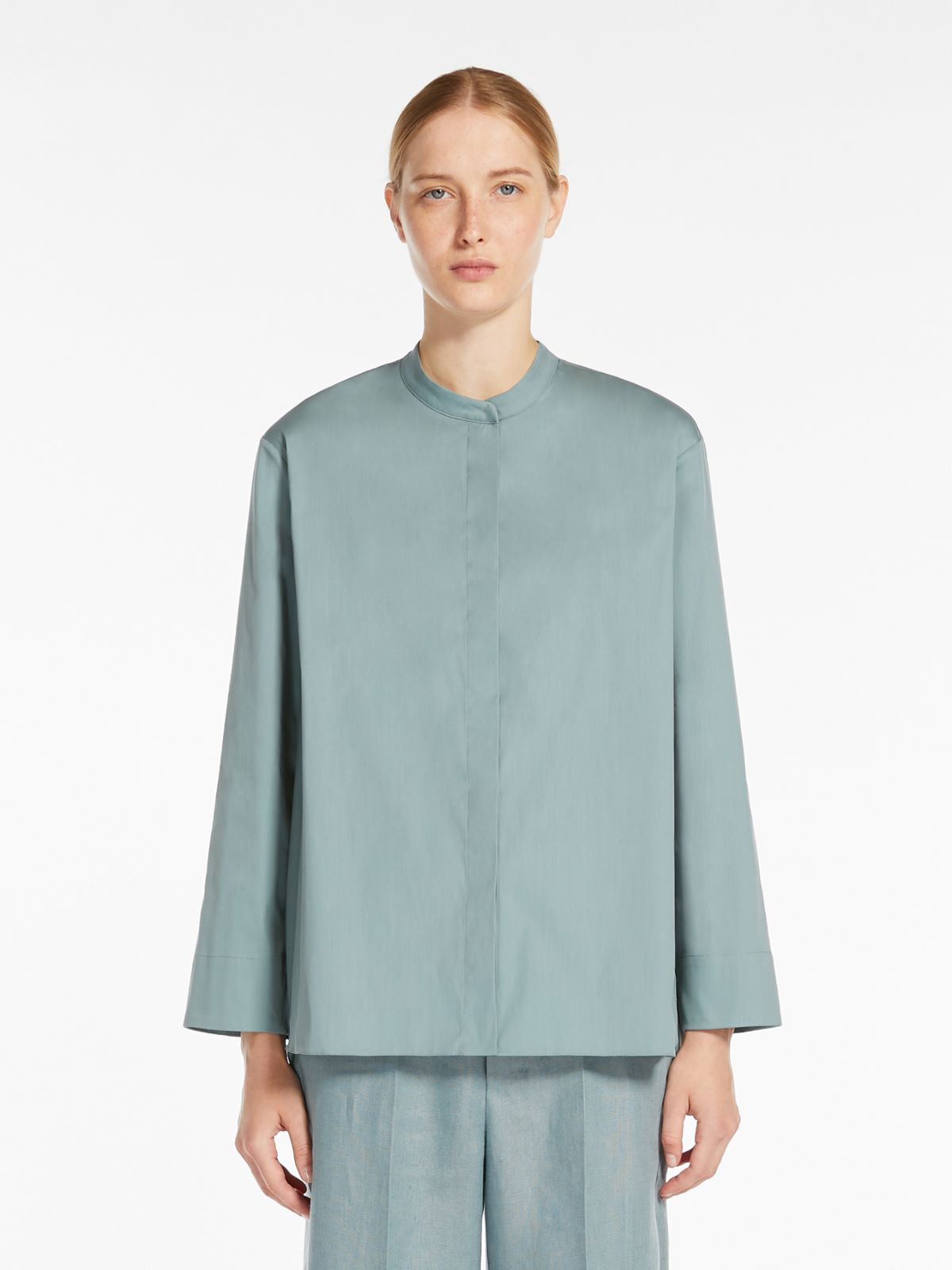 Flared poplin shirt