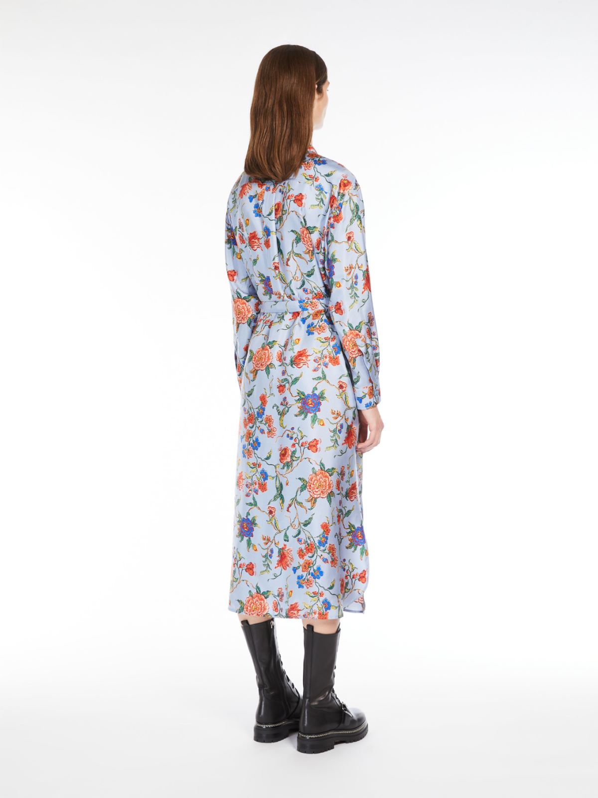 Printed silk shirt dress