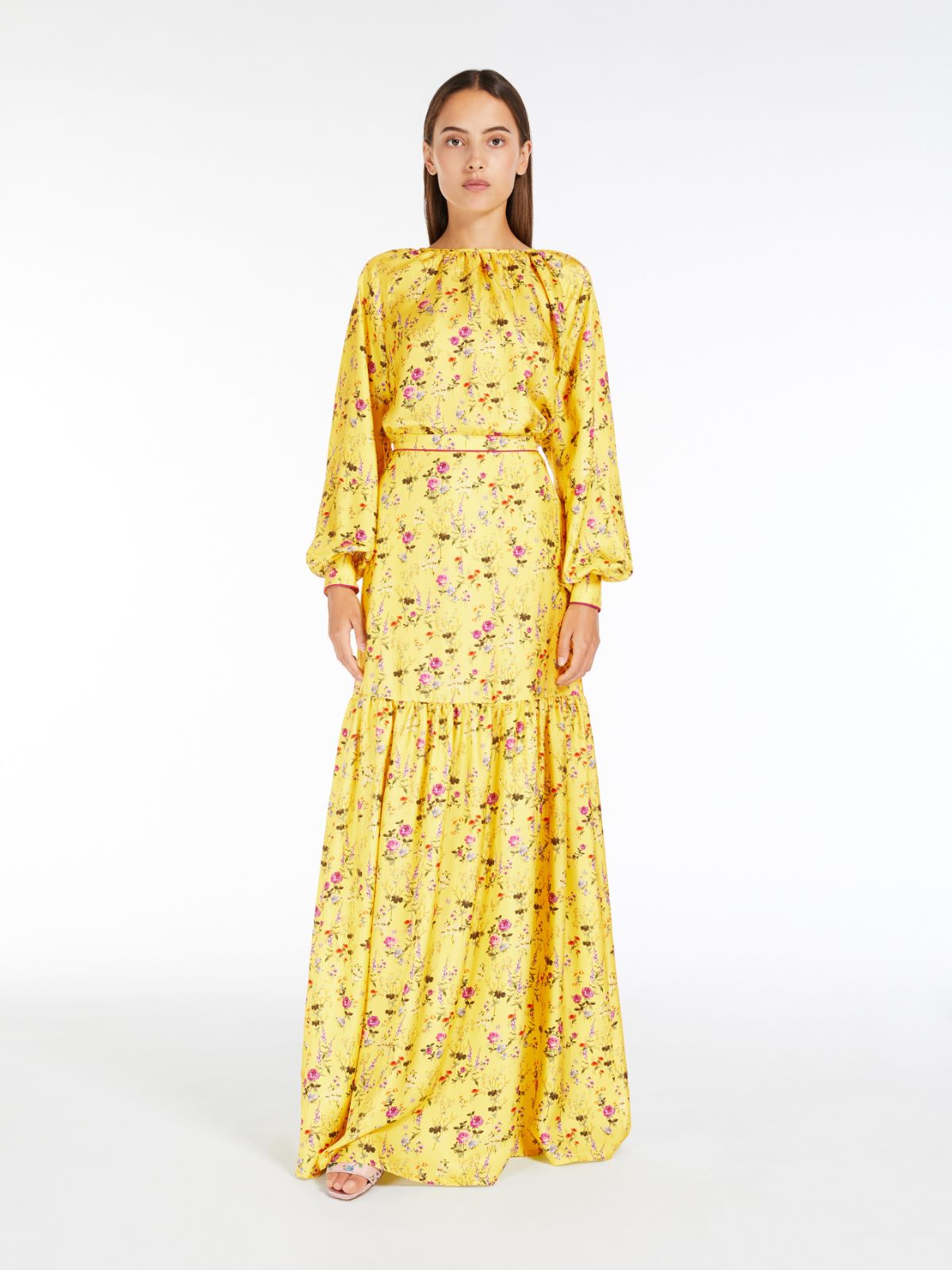 Long printed silk skirt