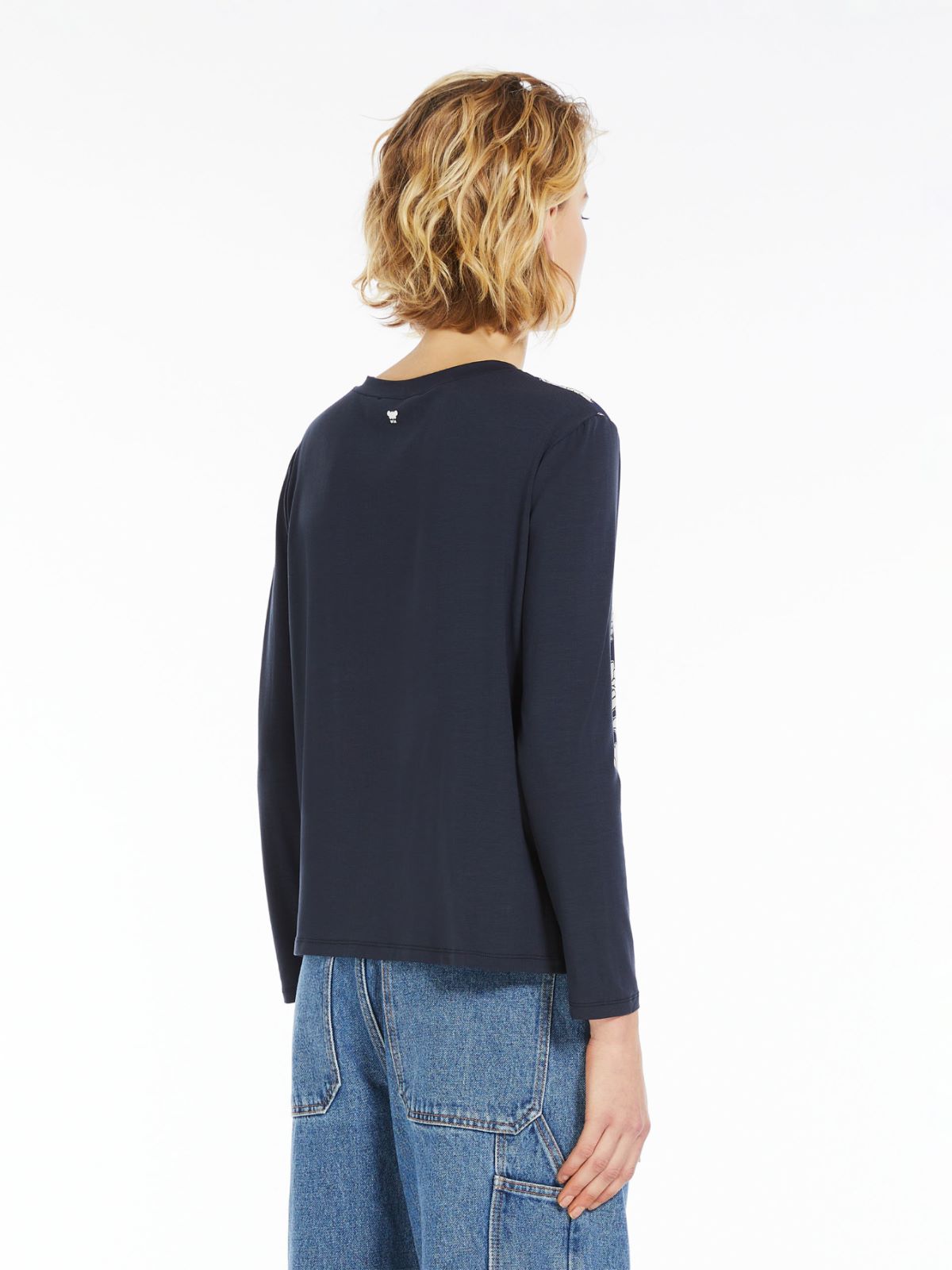 Printed silk and jersey T-shirt