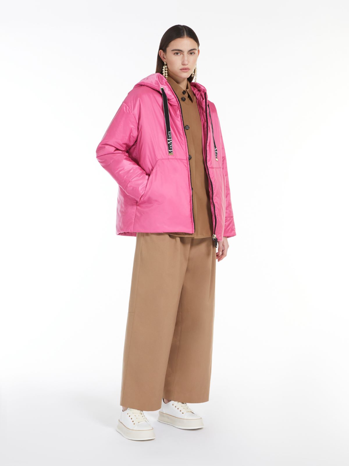 Technical canvas padded sweatshirt