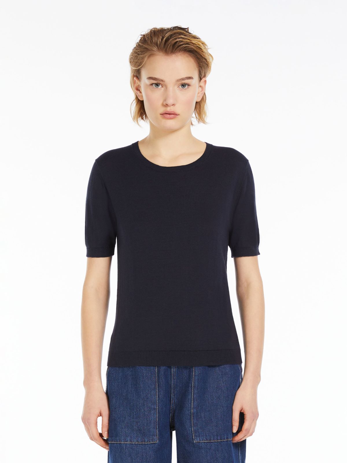 Silk and cotton yarn T-shirt