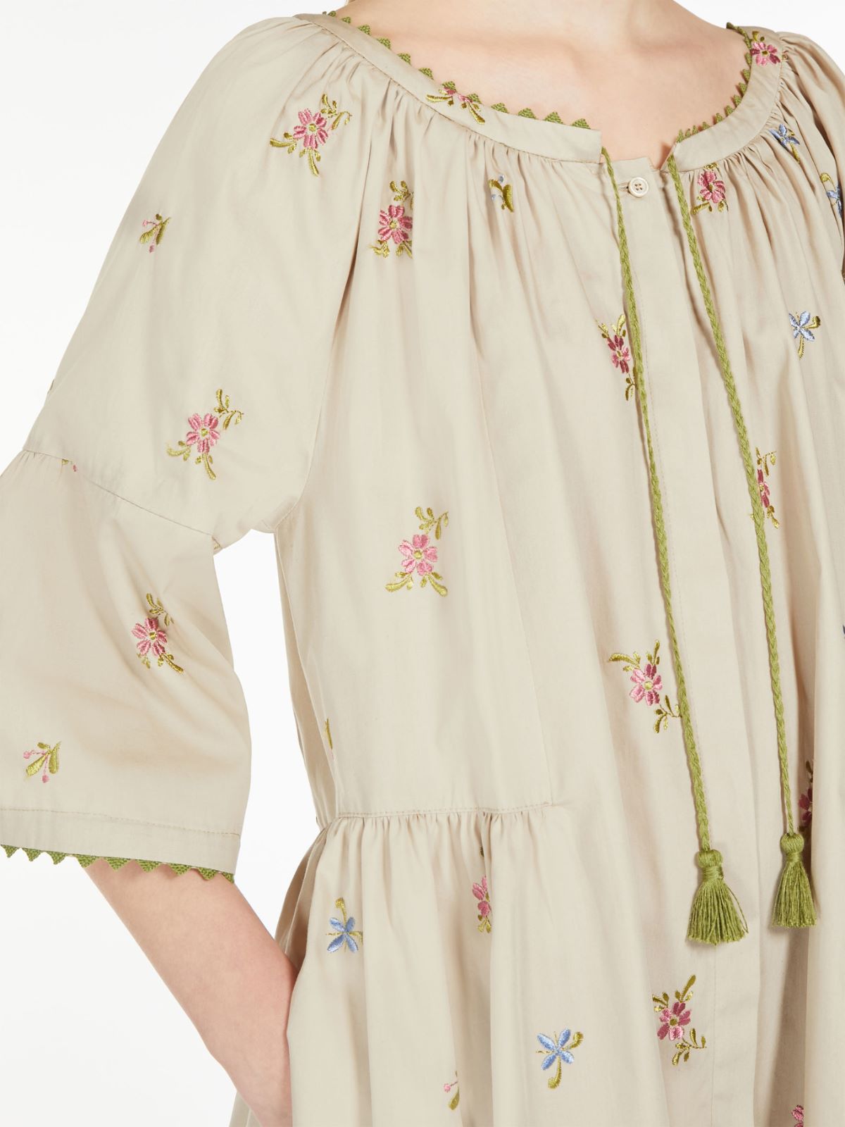 Embroidered poplin dress