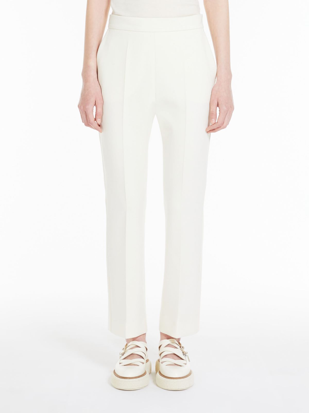 Wool crêpe ankle-length trousers