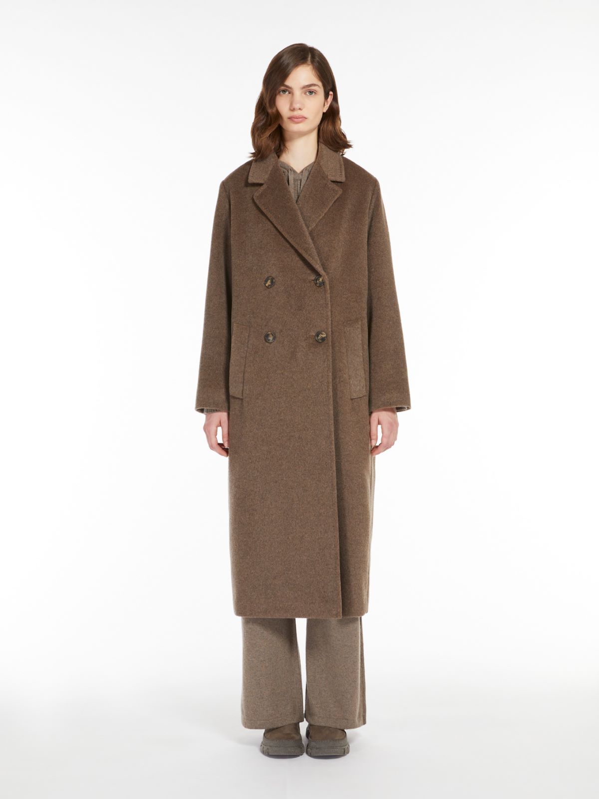 Double-breasted wool and alpaca coat