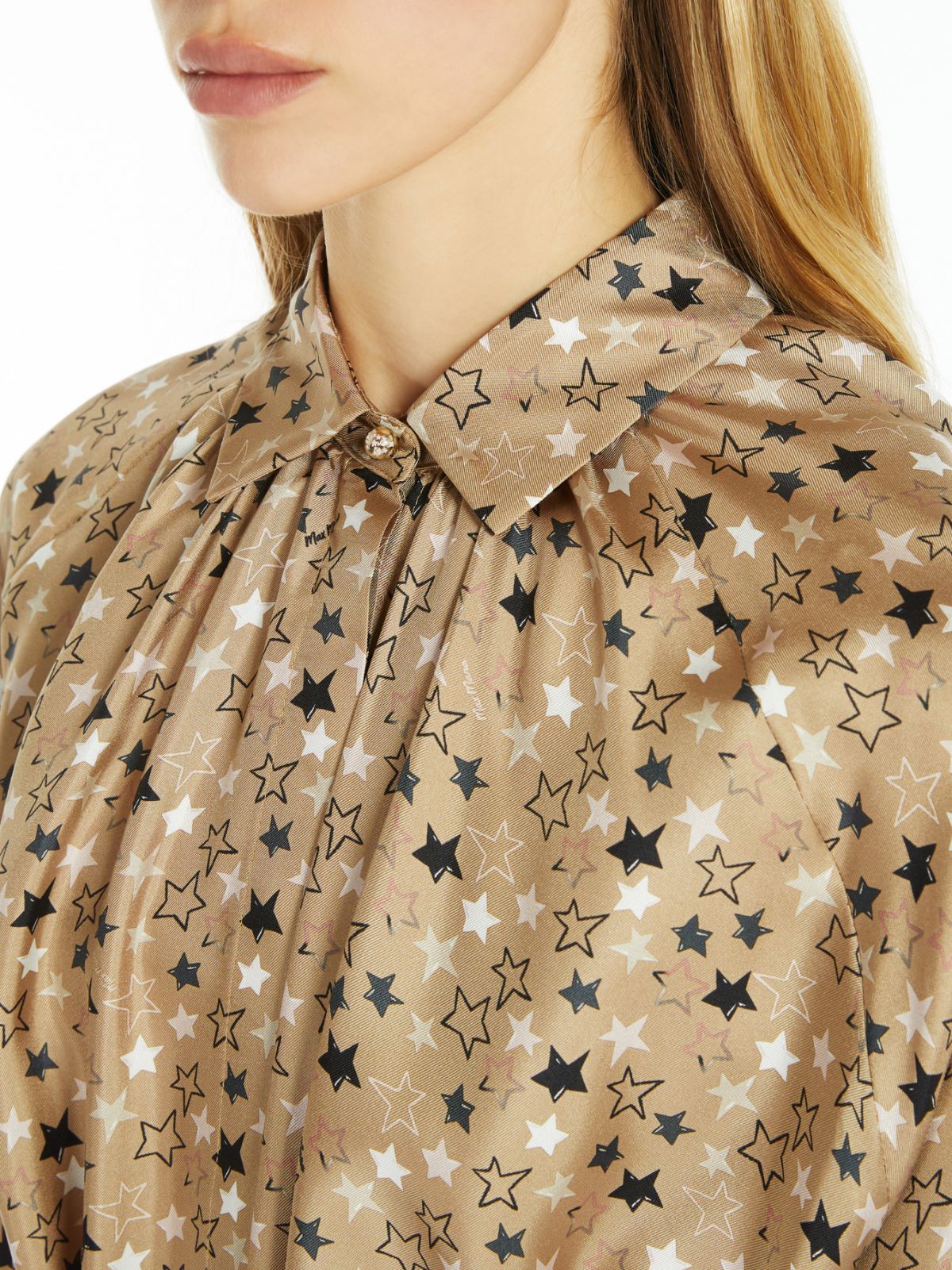 Printed twill shirt dress