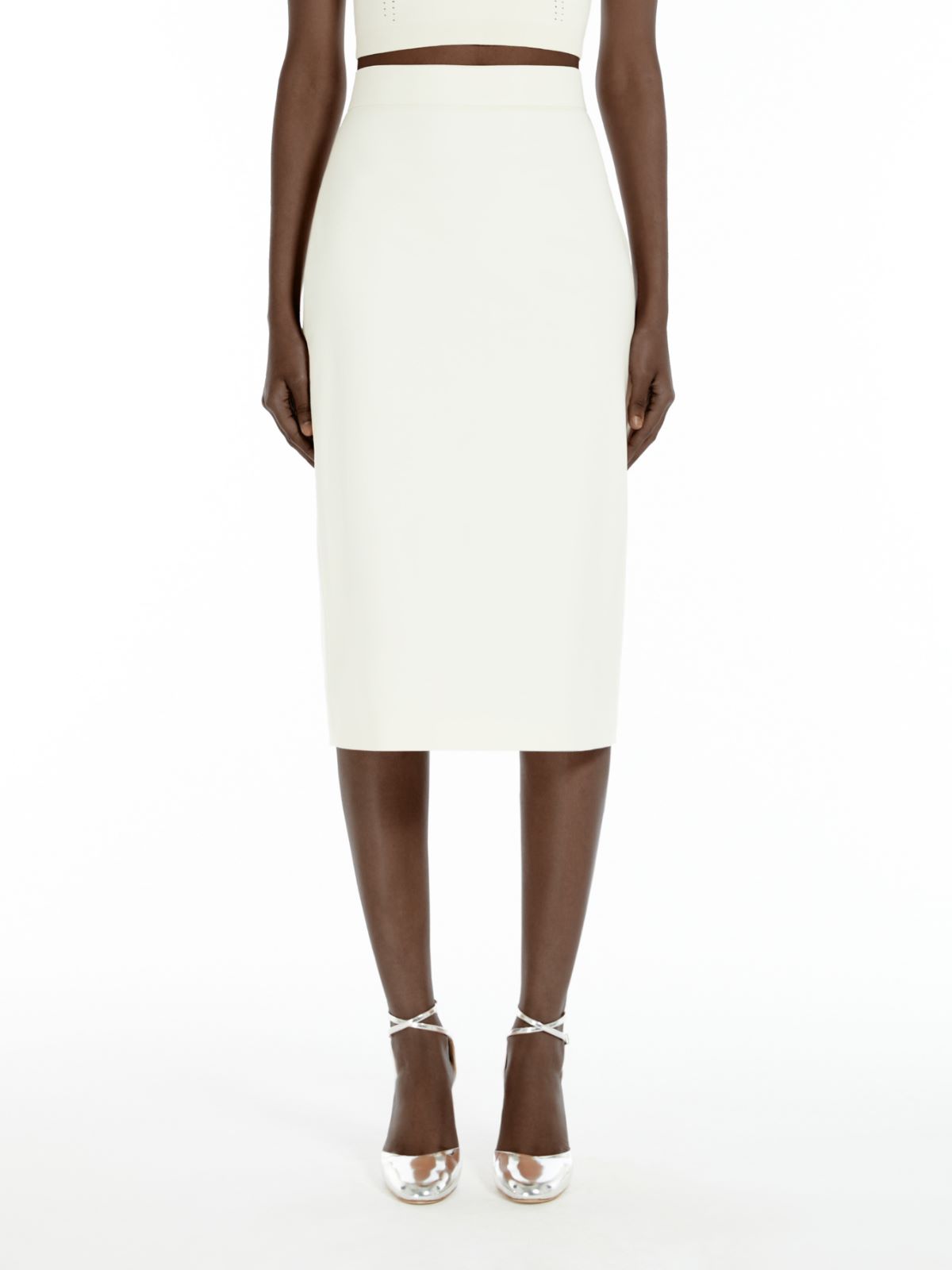 Cotton canvas midi skirt