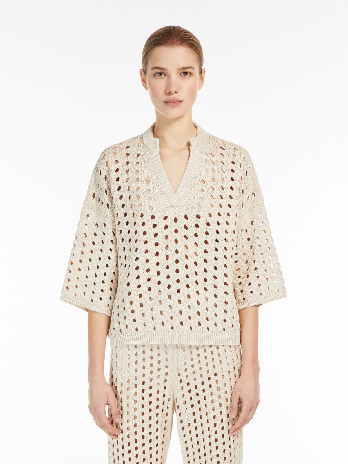 Mesh boxy jumper in cotton