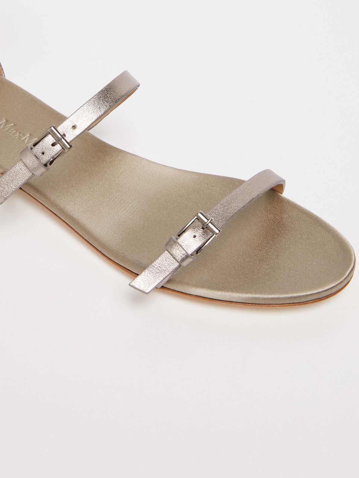 Metallic nappa leather flat sandals