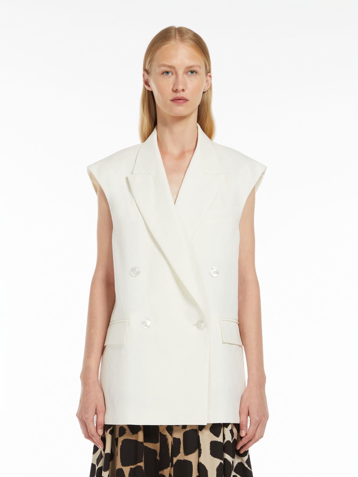 Double-breasted linen waistcoat