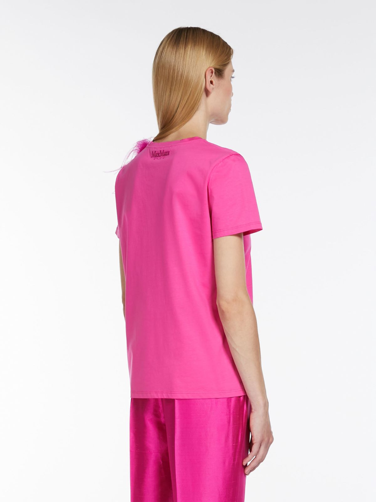 Feather-detail jersey T-shirt