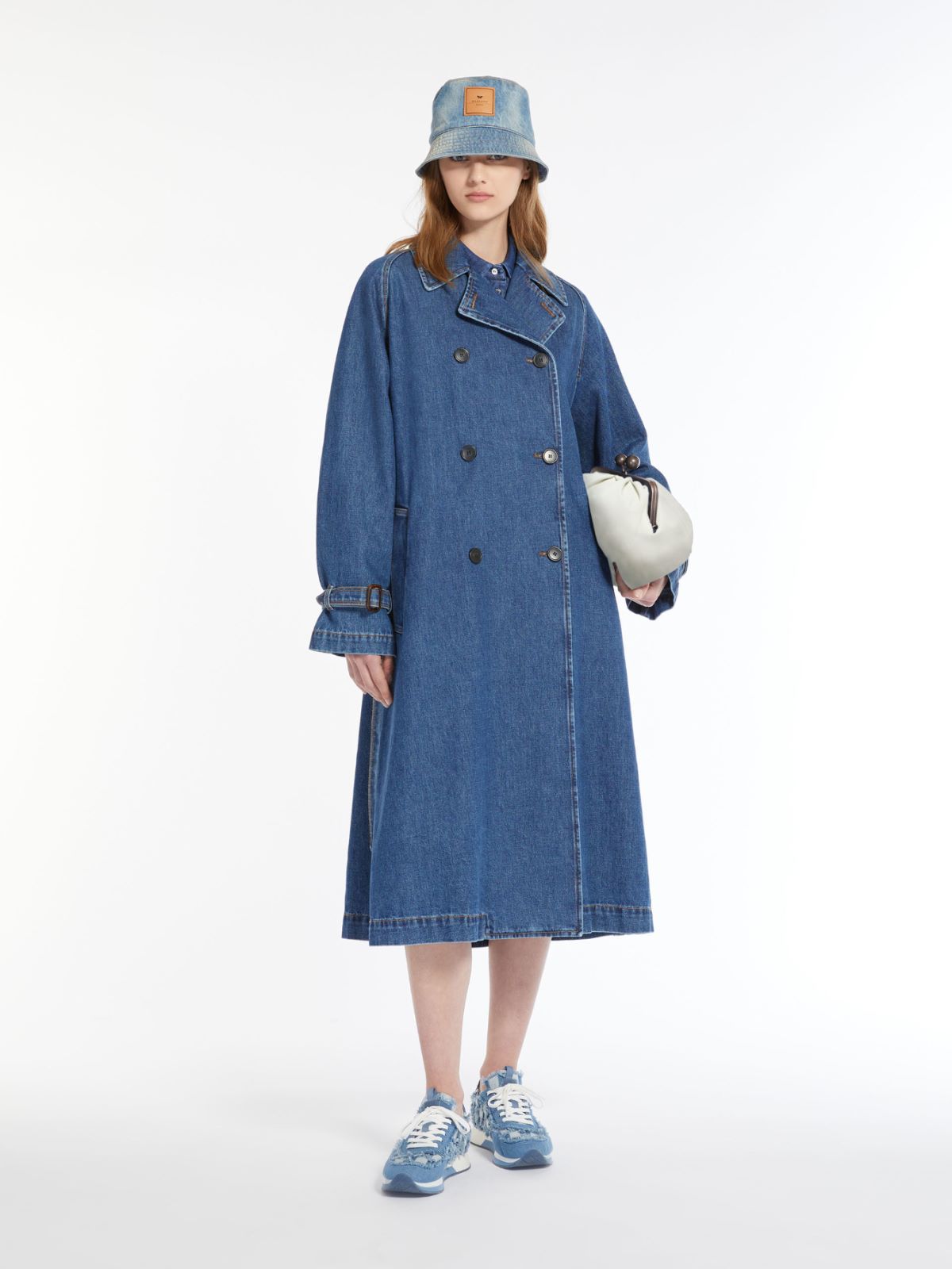 Denim trench coat