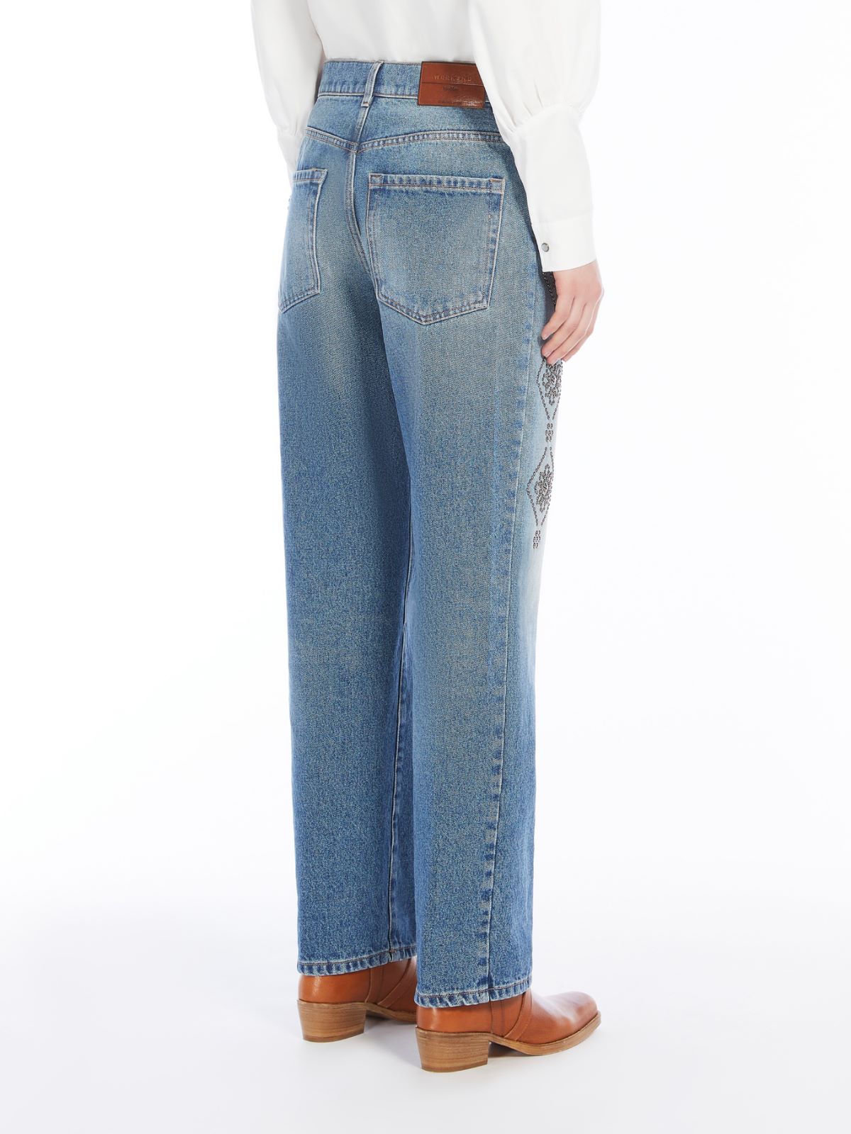 Regular-fit embroidered denim jeans