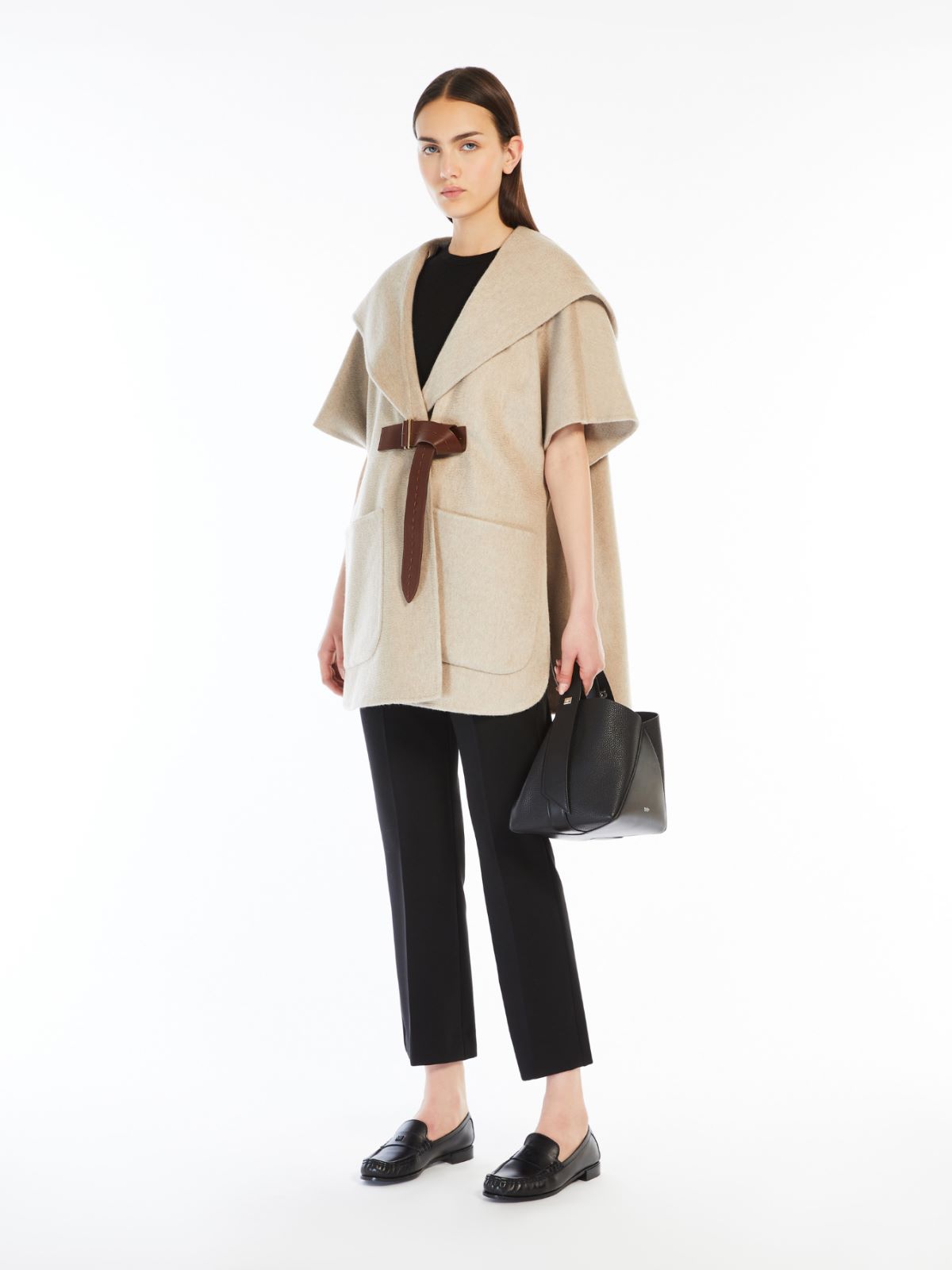 Sable-look cashmere cape