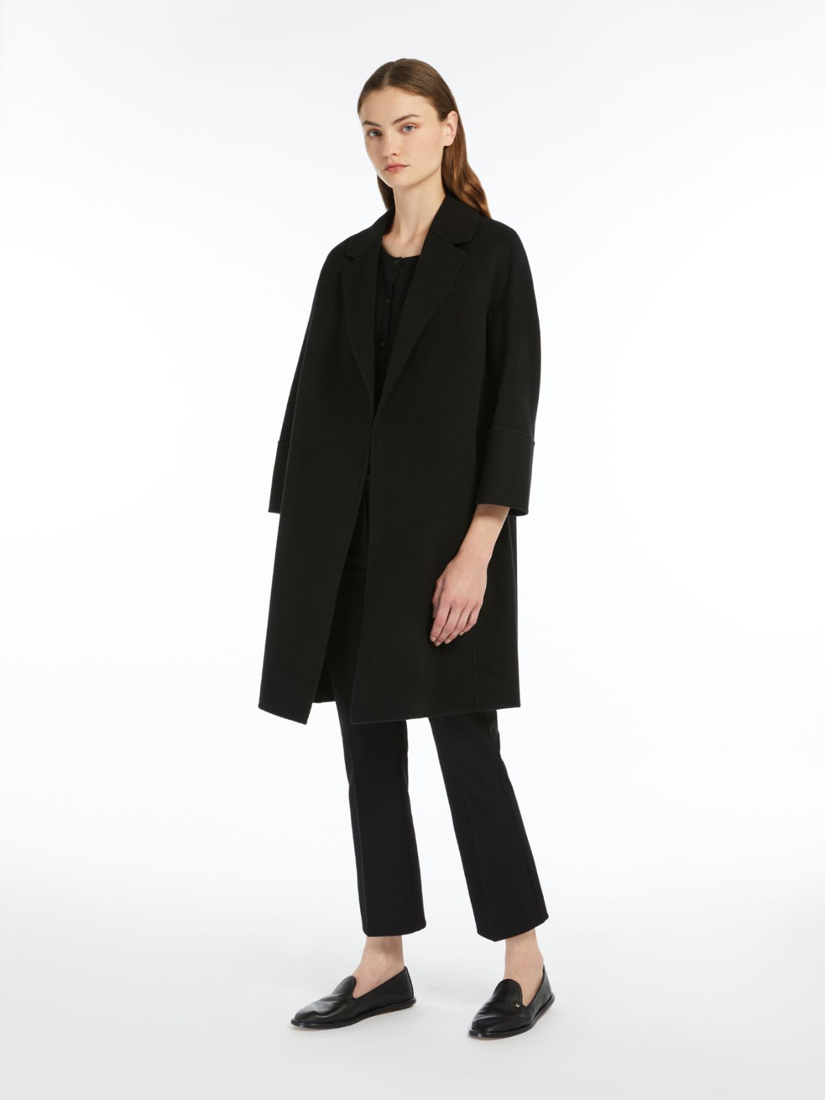 Double-faced short wool coat
