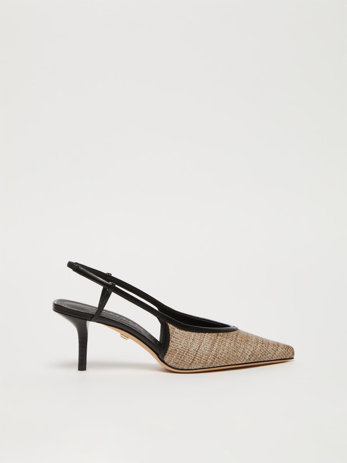 Smooth raffia-effect fabric slingbacks