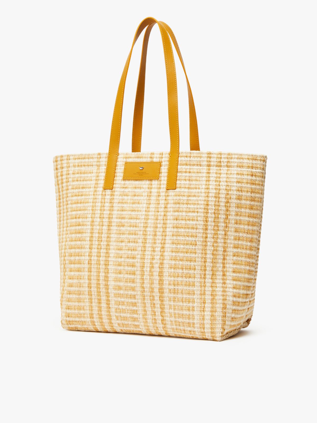 Raffia-look jacquard shopping tote