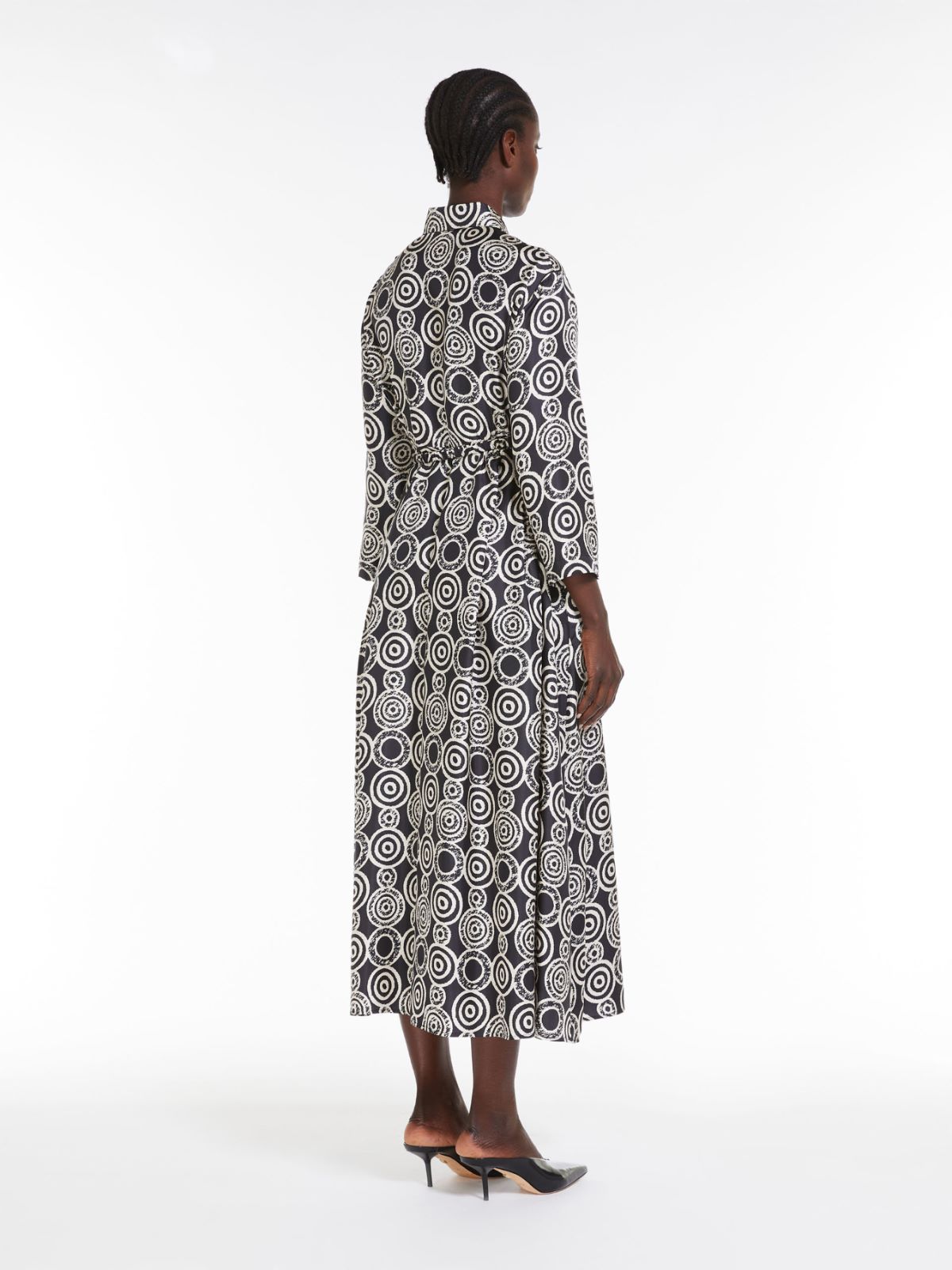 Printed silk shirt dress