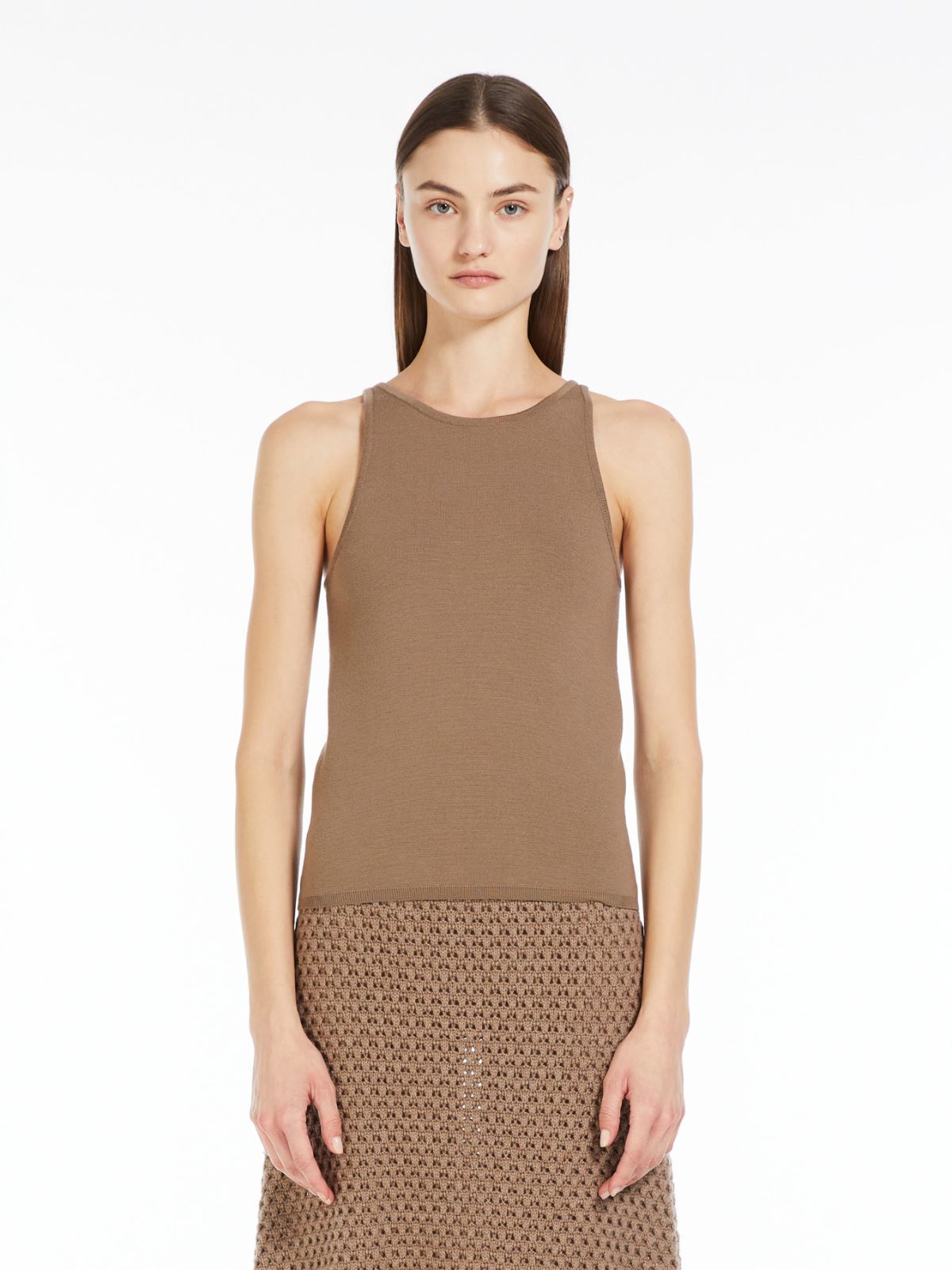 Halter neck top in vanisé wool