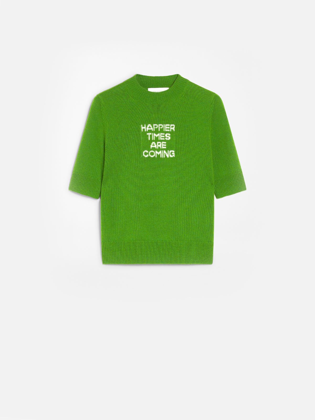 Short-sleeved wool and cashmere sweater